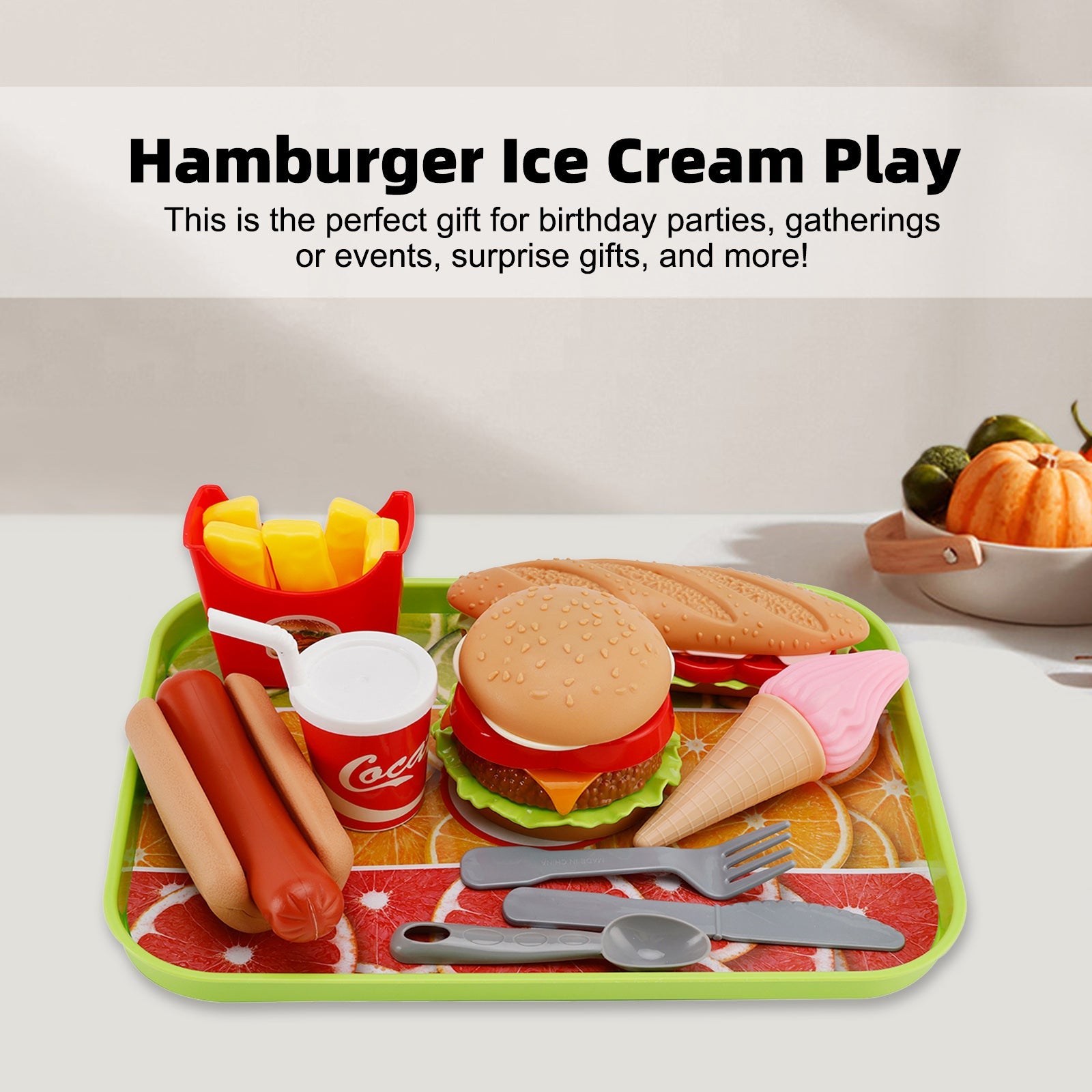 Hamburger Ice Cream Play Food Pretend Toys Kitchen Set Children Toy Set For Kid