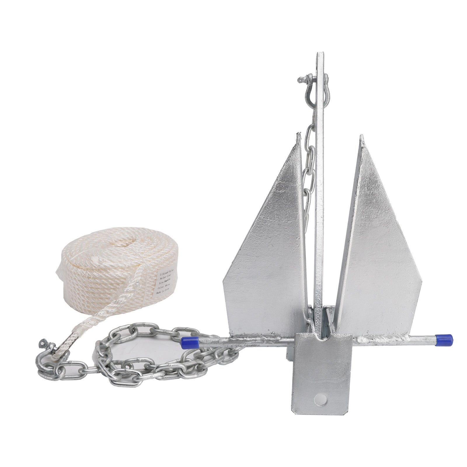 Kit Galvanized Boat Anchor 13Lbs Sliding Anchor & Chain & Rope Silver For Boat 13lbs