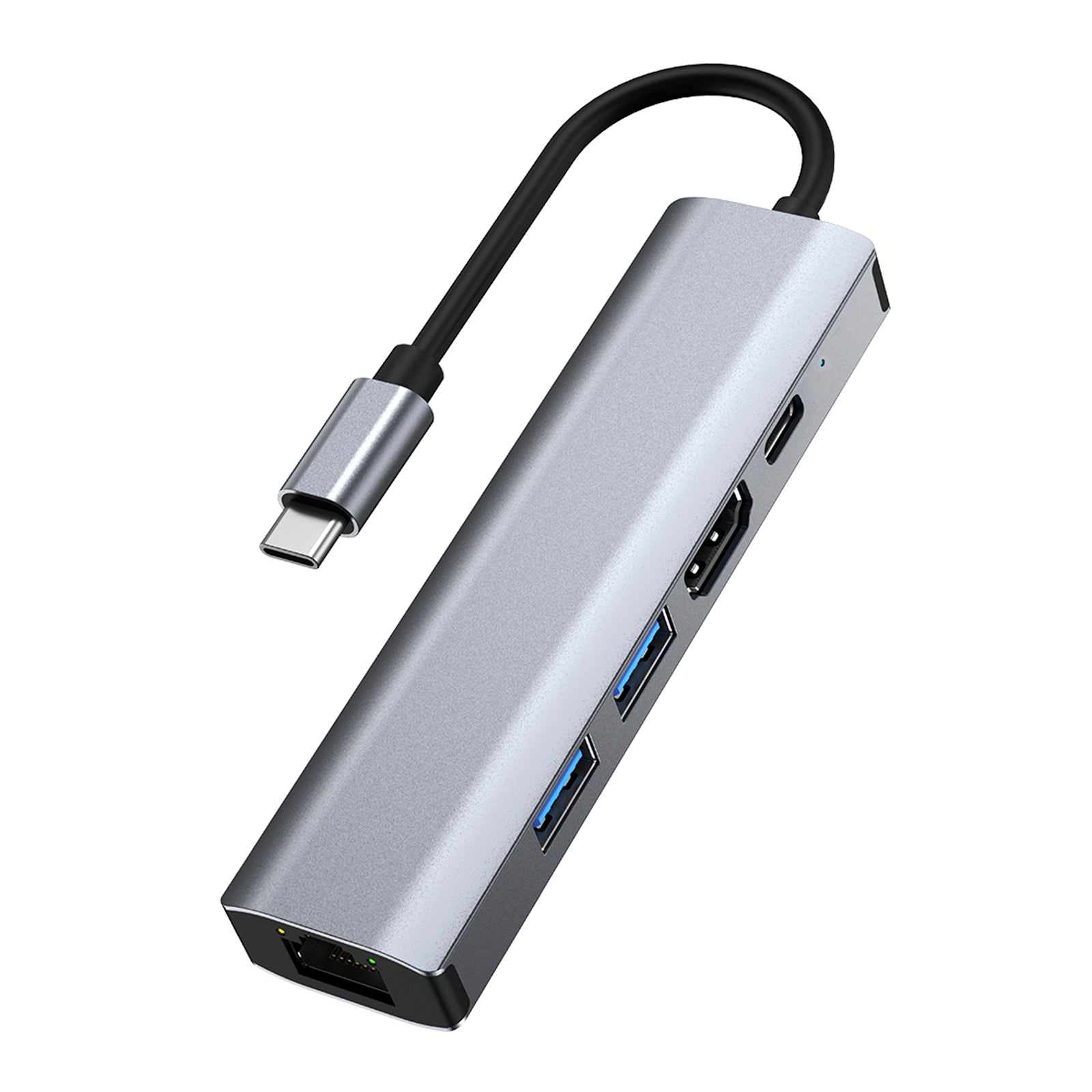 5 in 1 TYPE-C to USB3.0*1+USB2.0*1+PD100W/USB-C Data+HDMI+100M Network Card iPad