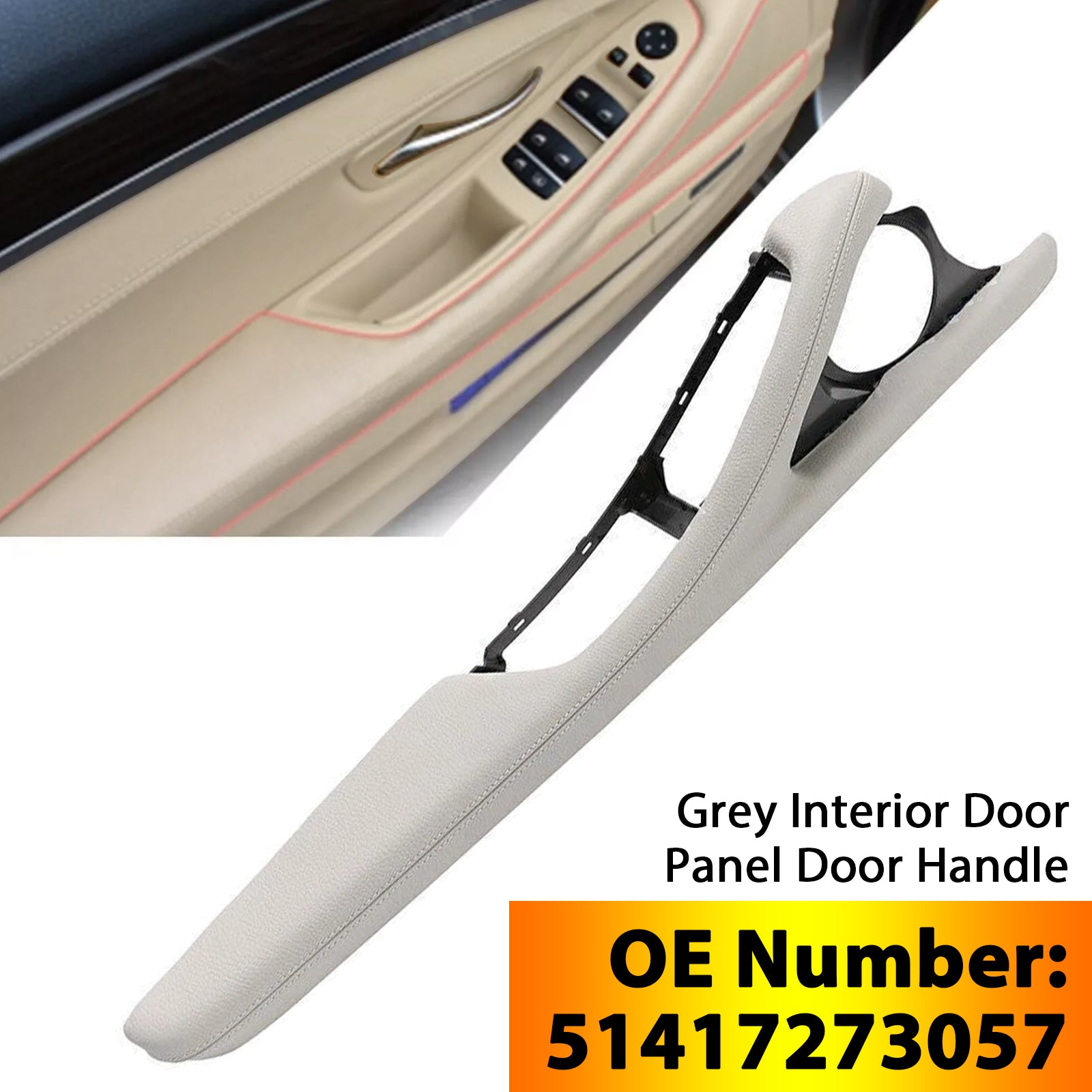 2010-2016 BMW 5 Series F11 F10 F18 1x Interior Door Panel Door Handle Grey