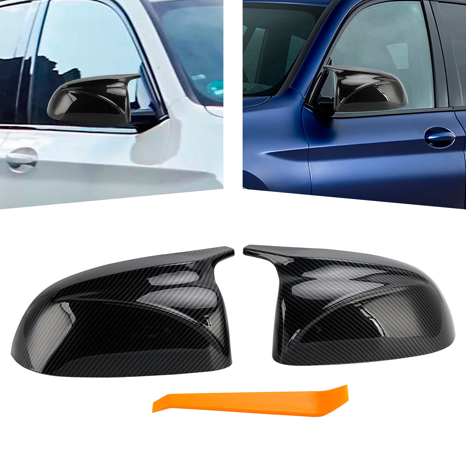2018-2022 BMW x3/x4/ix3 2Pcs Gloss Carbon Fiber Pattern Door Wing Mirror Cover