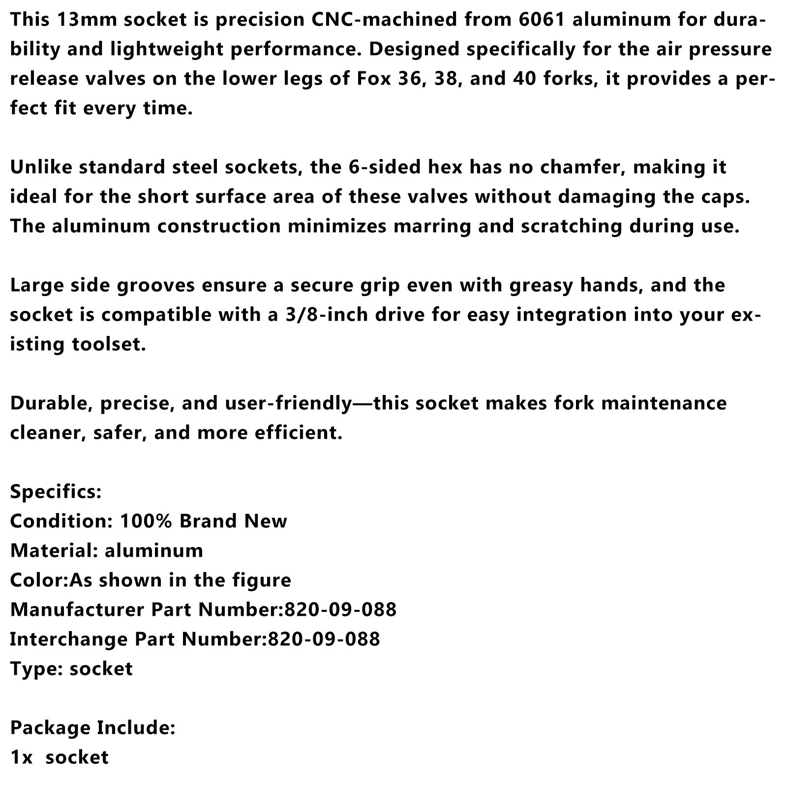 820-09-088 -Air Bleed For FOX Fork 36/38/40 Fork Pressure Release Button