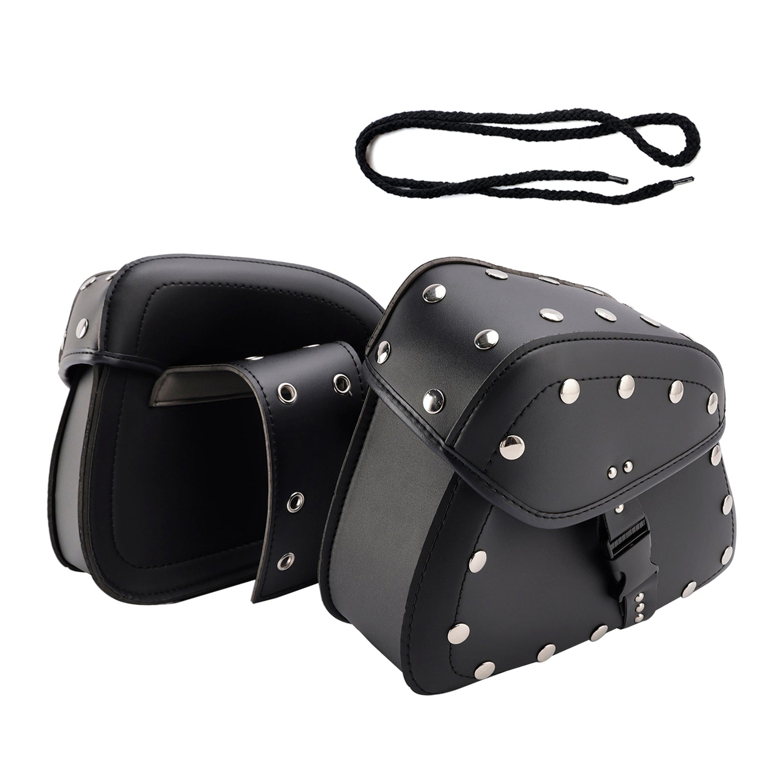 Universal Saddlebag Side Storage Tail Bag Pu Luggage Black 22L For Motorcycle