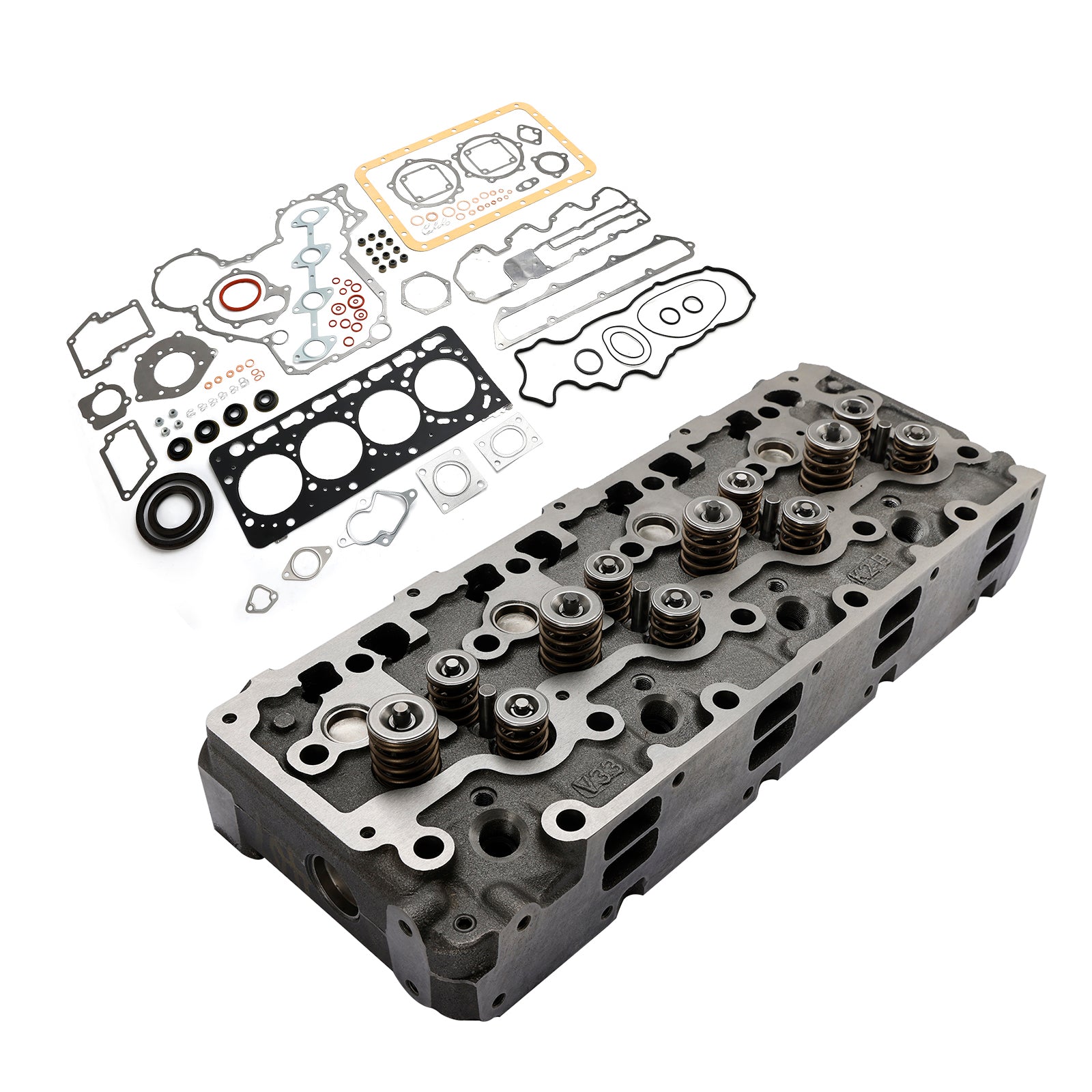 Complete Cylinder Head W/ Valve+Gasket For Kubota V3300 V3300-DI Engine 12V