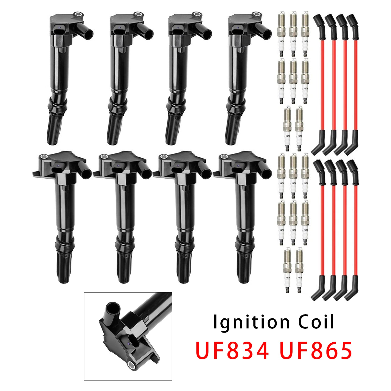 2018-2022 Ford F-350 Super Duty 6.2L V8 8 Ignition Coil+16 Spark Plug+8 Wires UF834 UF865 HL3Z-12029-C
