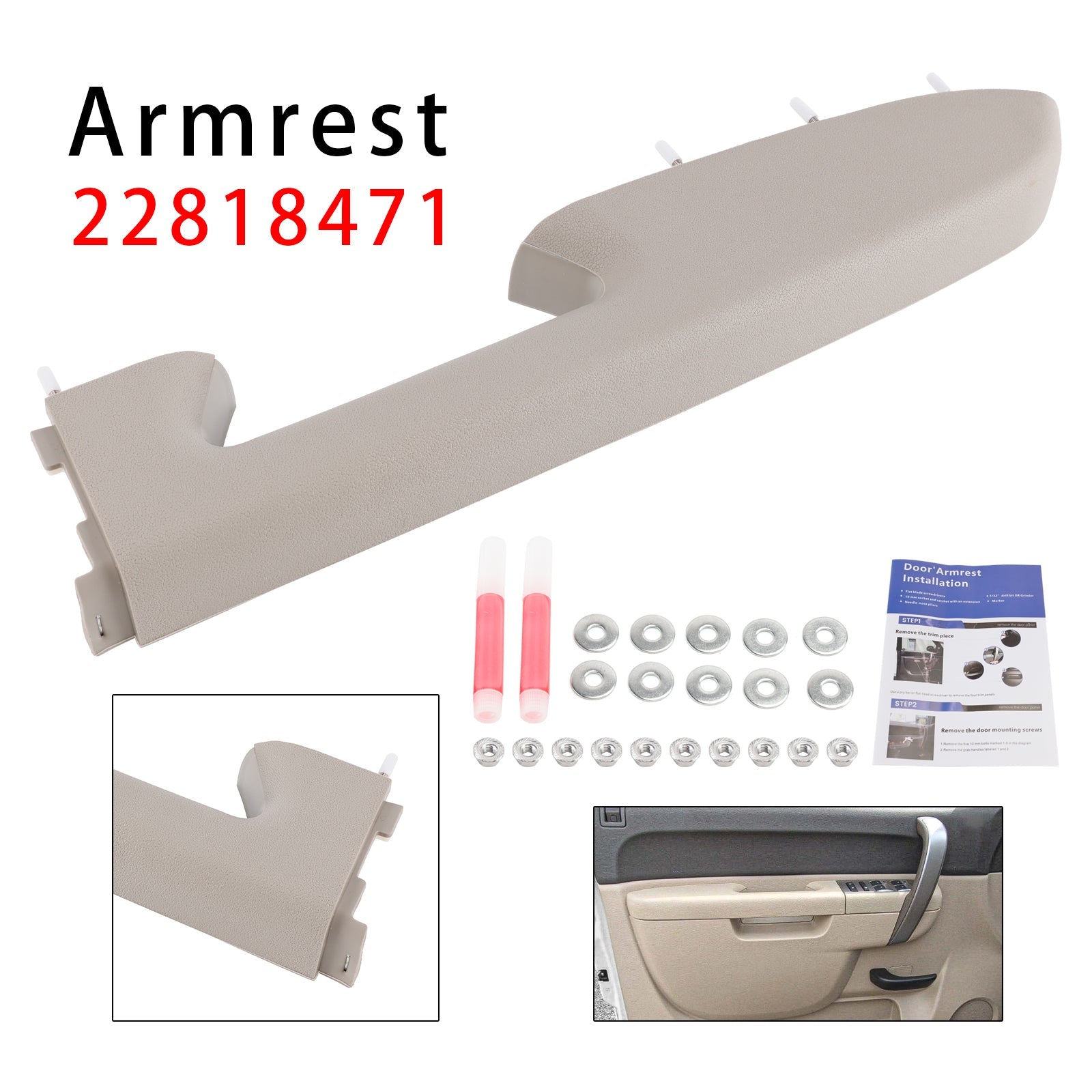 Front Right Armrest Repair Kit For Chevy Silverado 1500 2500HD 2010-2014 Gray