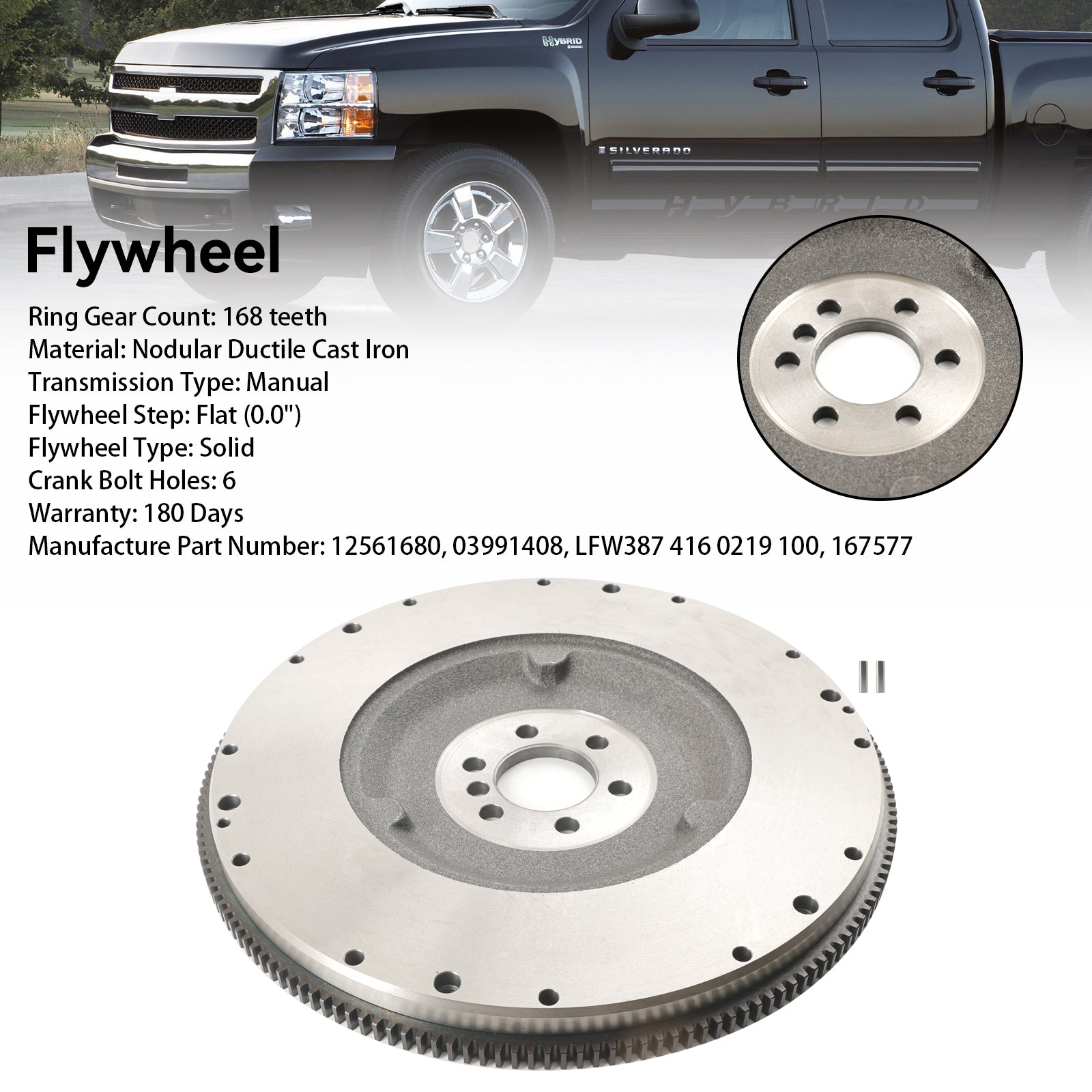 Small Block 168-Tooth Flywheel Fit GM Fit Chevy 4.8 5.3 6.0L GEN III IV LS SWAP