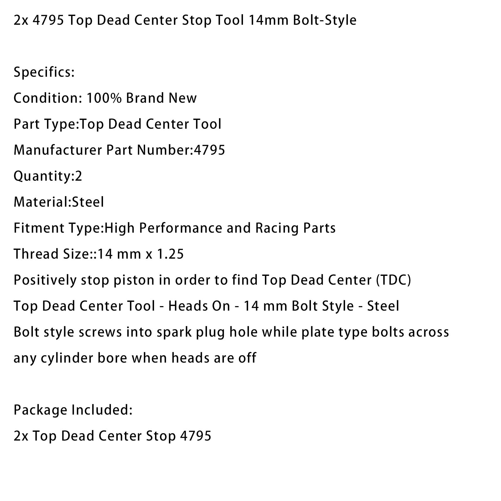 2x 4795 Top Dead Center Stop Tool 14mm Bolt-Style