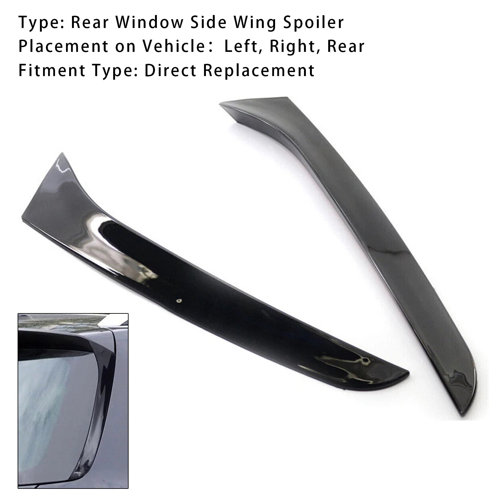 Gloss Black Pair Rear Window Side Wing Spoiler For VW Passat B7 Wagon 11-15