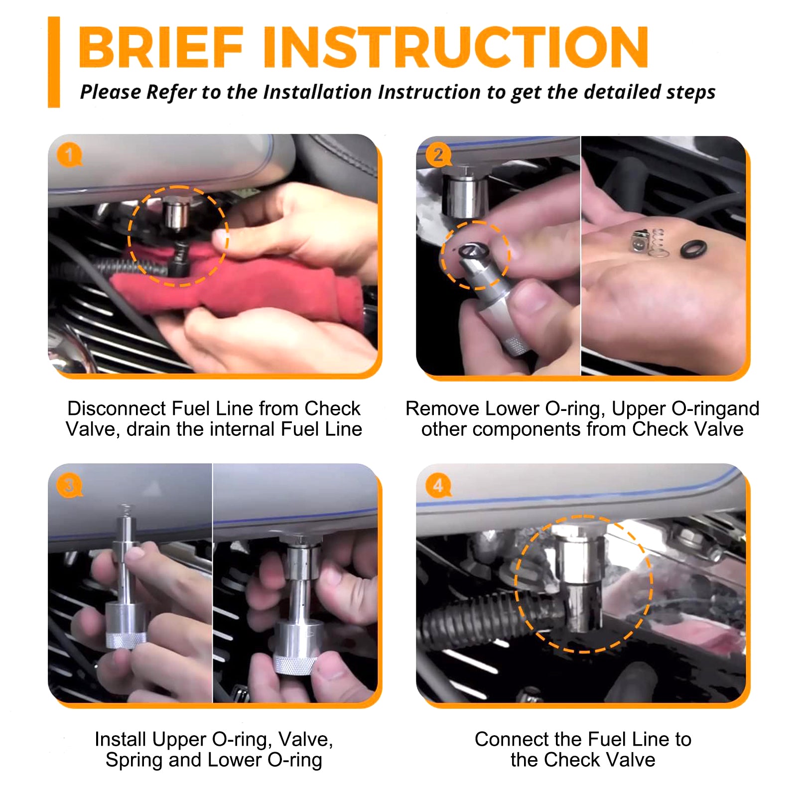 Fuel Tool Fuel Check Valve Rebuild Kit fit for MC400 EFI 2001-2014