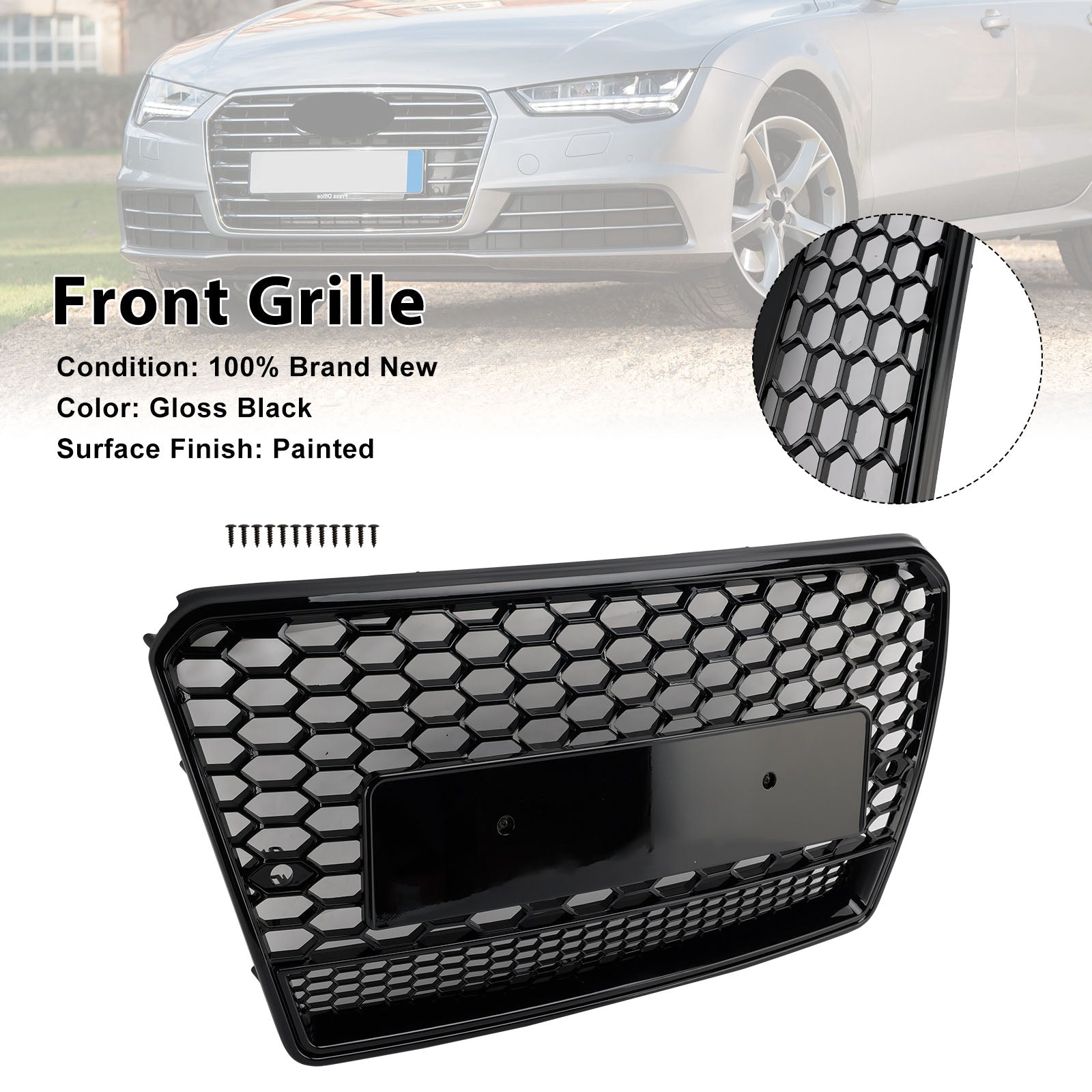 2012-2015 Audi A7/S7 RS7 Style Honeycomb Mesh Front Grill Grille Black