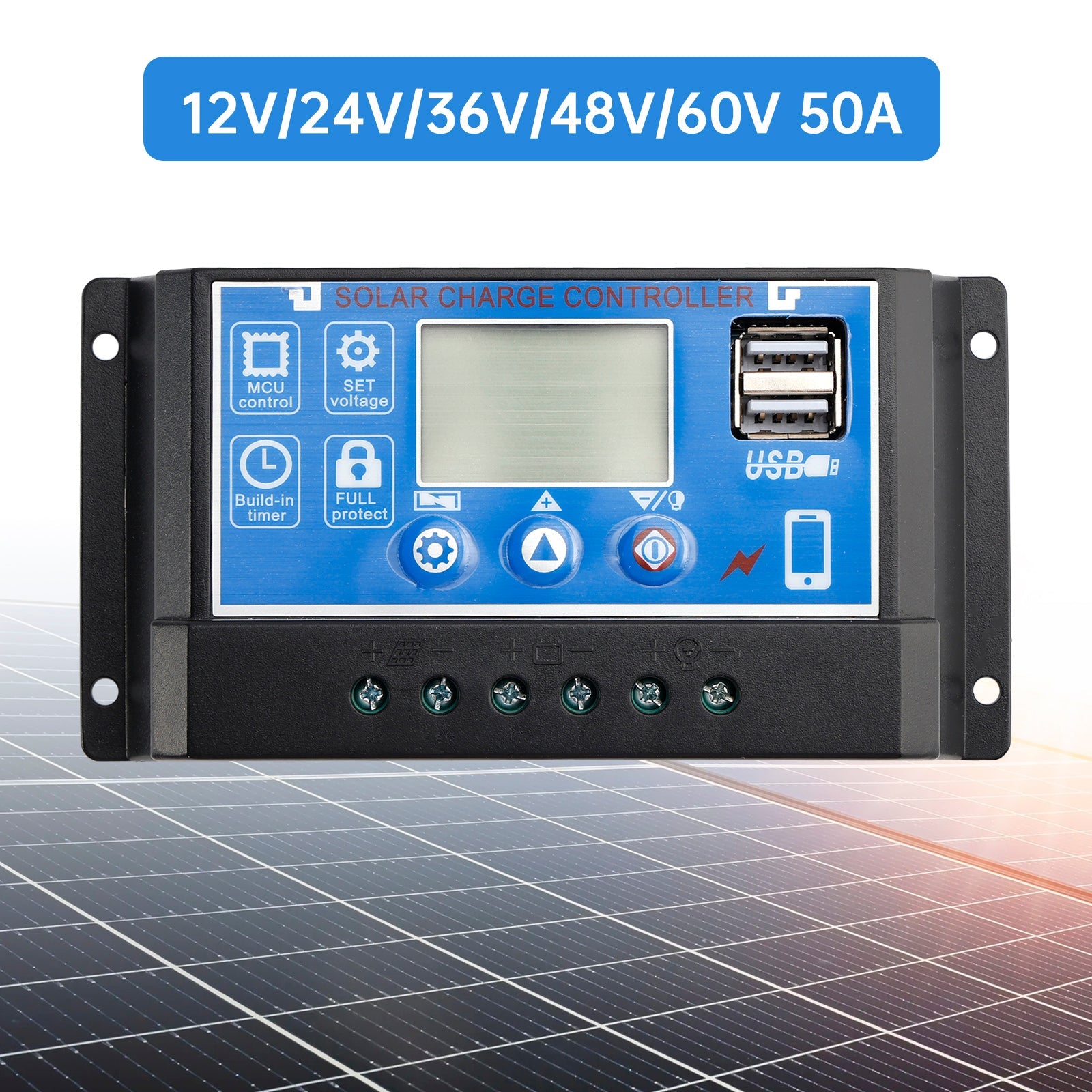 12V-60V PWM Solar Controller Display Current Solar Street Light Control 0V Start