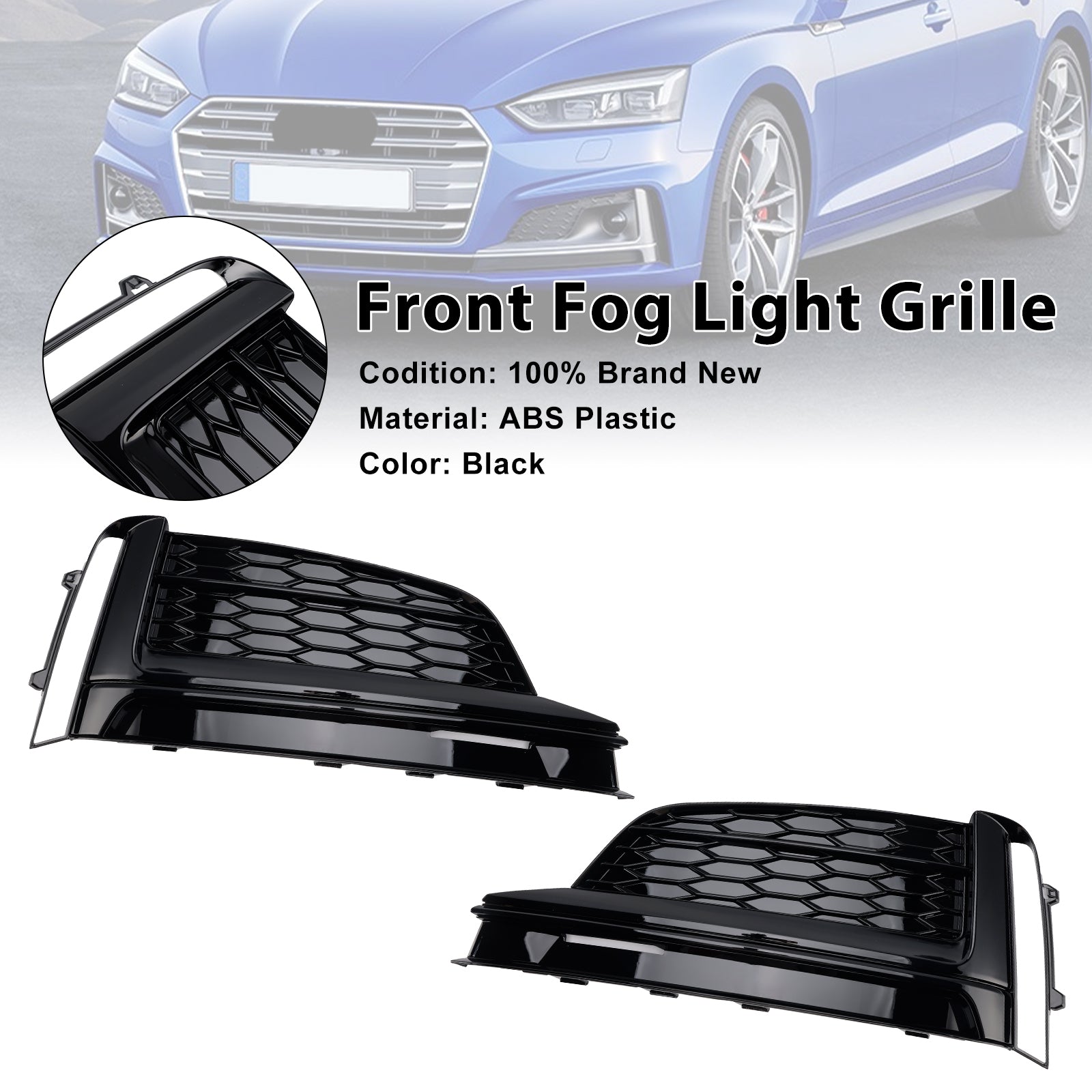 2018-2019 Audi A5 S-Line S5 Front Bumper Fog Light Grille Cover Grill