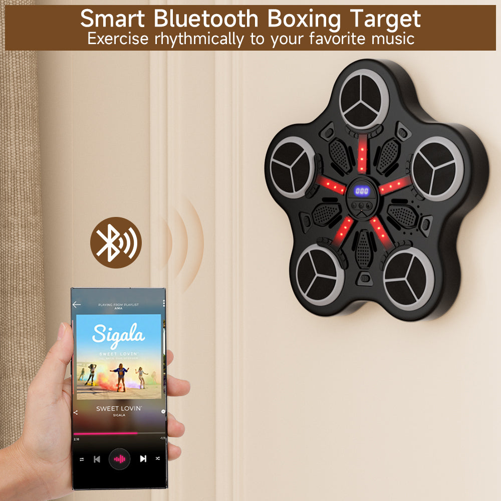 Dual Installation Options & Scoring Function for Home Use Music Boxing Machine for Kids – Wall-Mounted Bluetooth Smart Boxing Trainer with Workout Gloves
