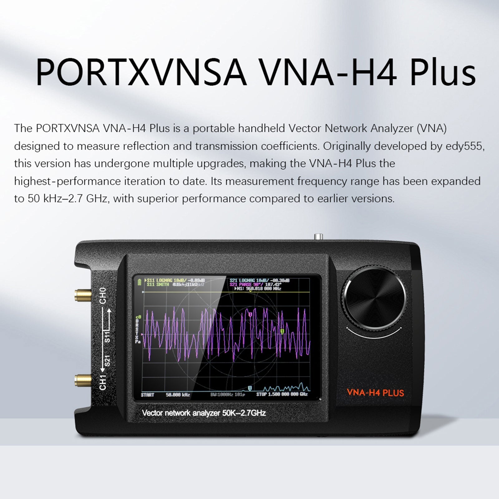 4Inch Upgraded NanoVNA Plus 50kHz-2.7GHz Handheld Vector Network Analyzer