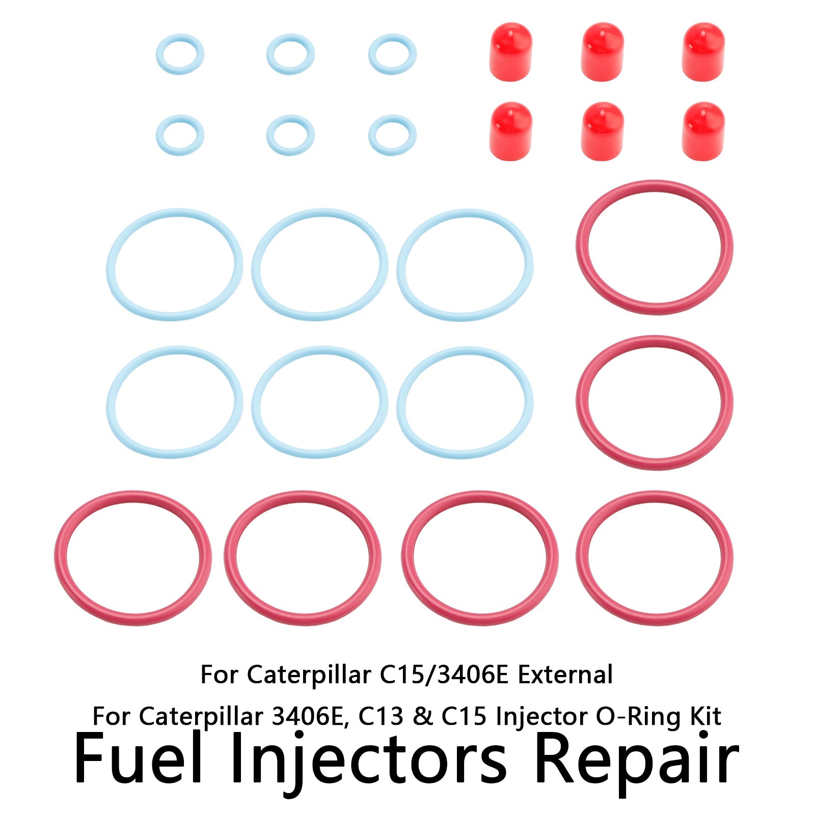 6PCS Fuel Injectors Seal O-Ring Kit Fit Caterpillar Fit CAT C15/3406E External