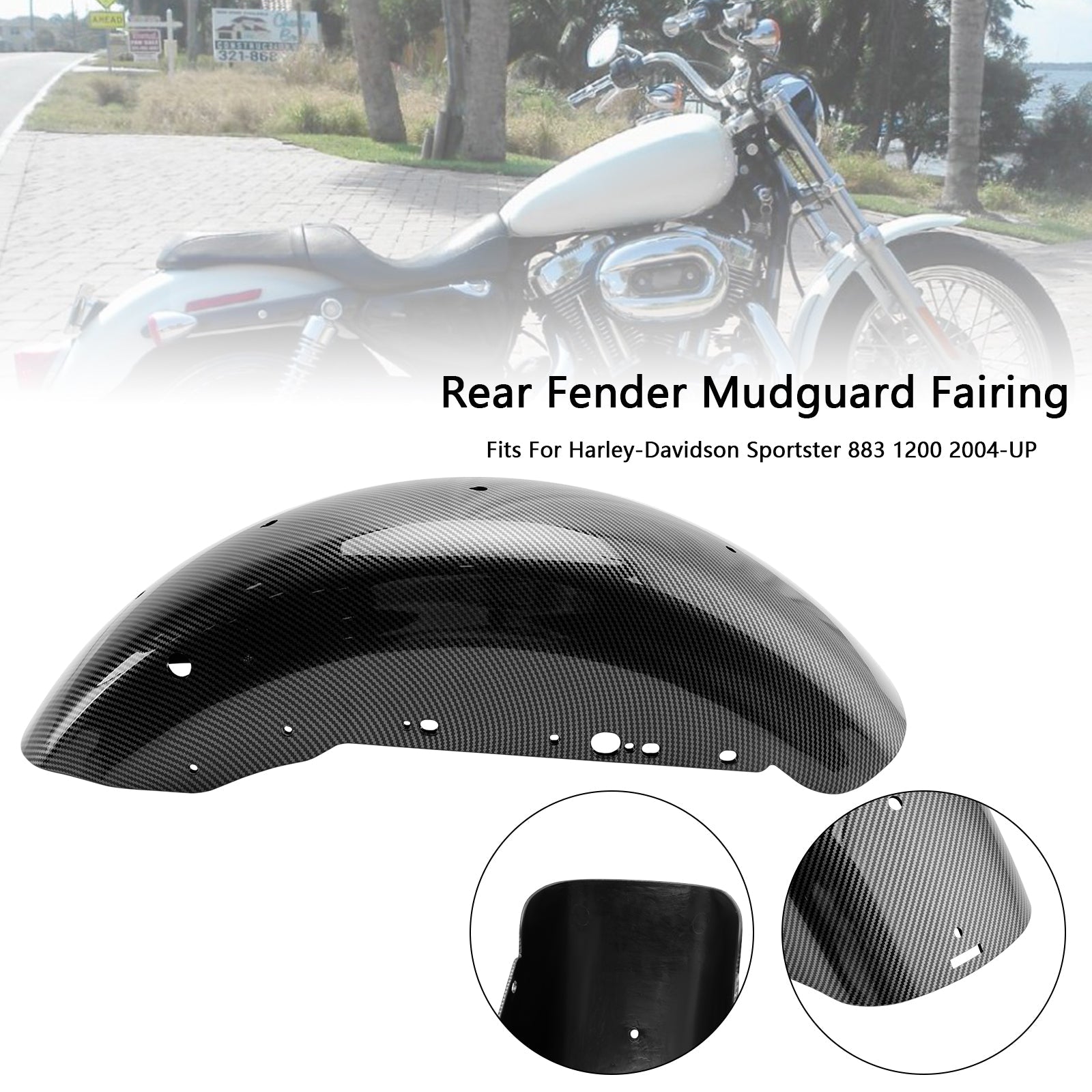 Rear Fender Mudguard Fairing For Sportster 883 1200 2004-UP