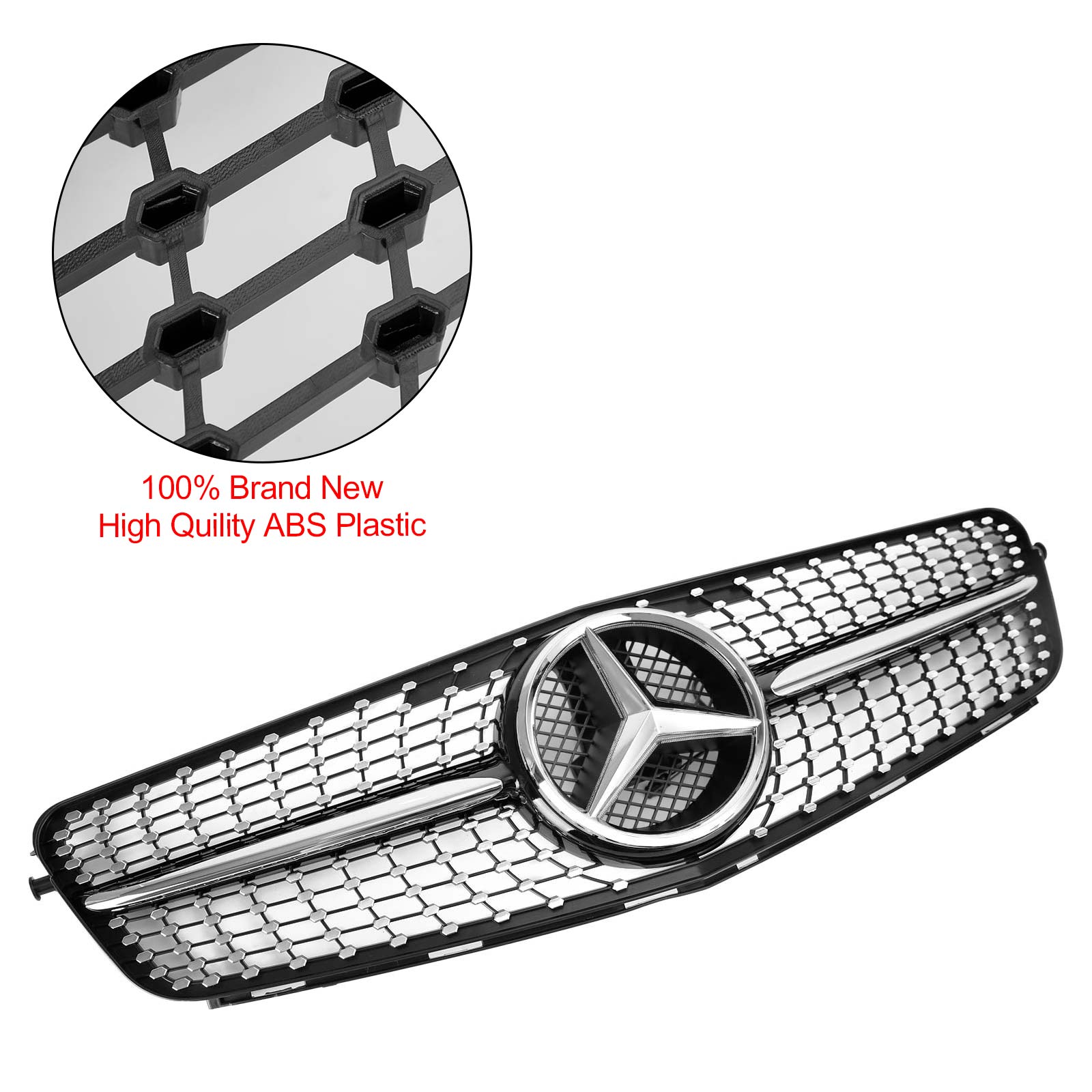Benz 2008-2014 C-Class W204 C300 C350 LED Diamond Front Bumper Grille Grill