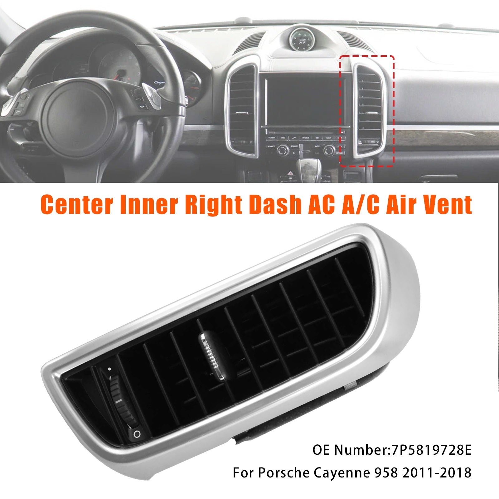 Center Inner Left Side Air Vent 7P5819727E For Porsche Cayenne 958 2011-2018