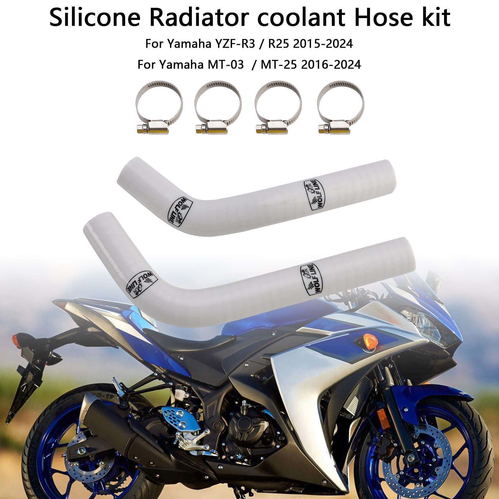 Silicone Radiator coolant Hose For Yamaha MT-03 MT-25 YZF R3 R25 2015-2024