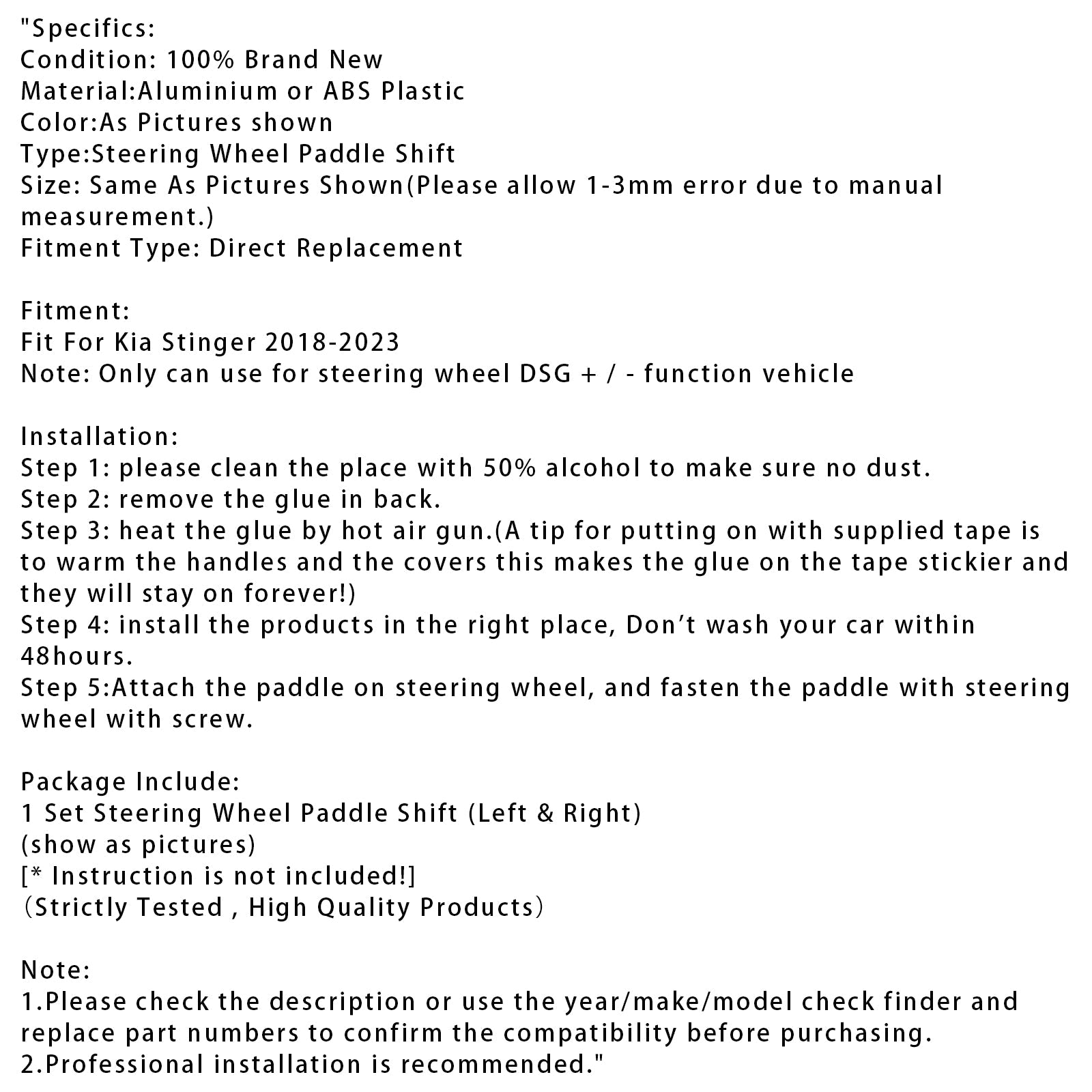 2018-2023 Kia Stinger Steering Wheel Paddle Shifter Covers