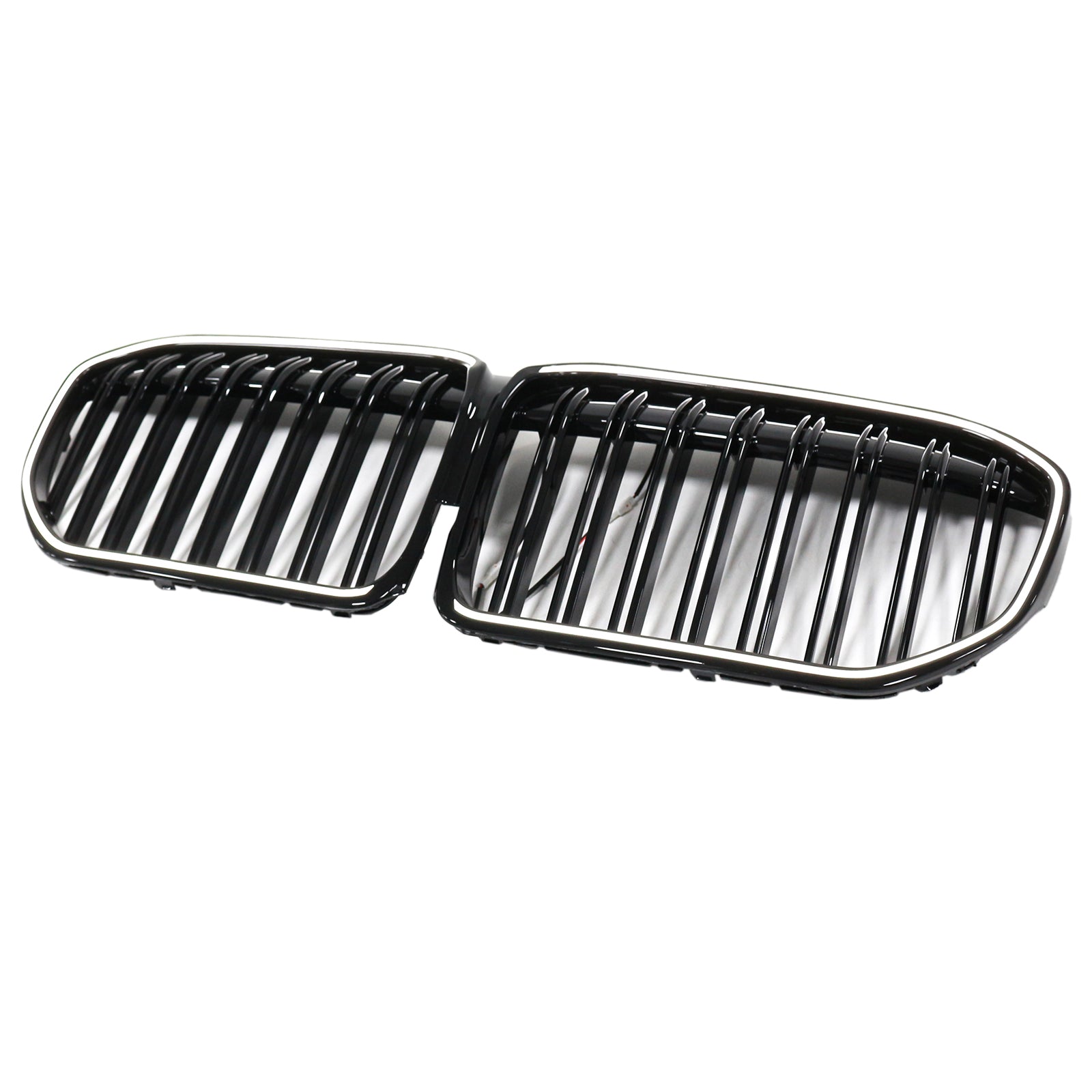 Double Slat Gloss Black Front Grill Grille Fit BMW 7 Series G11 G12 2019-2022