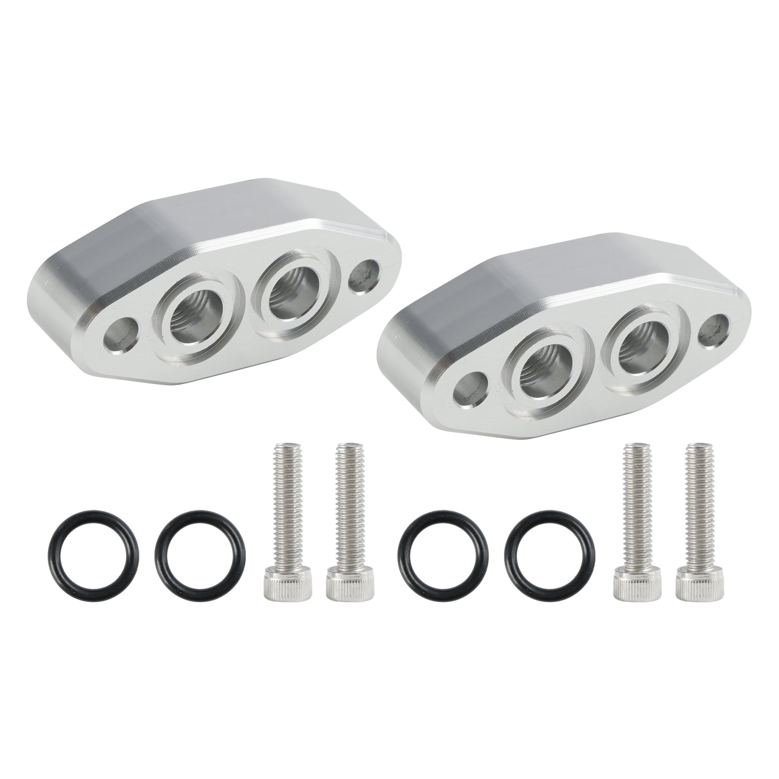 2 Pack Oil Cooler Adapter -6AN ORB Oring In/Out Port Plate LS1 LSX LS3 LS LS2