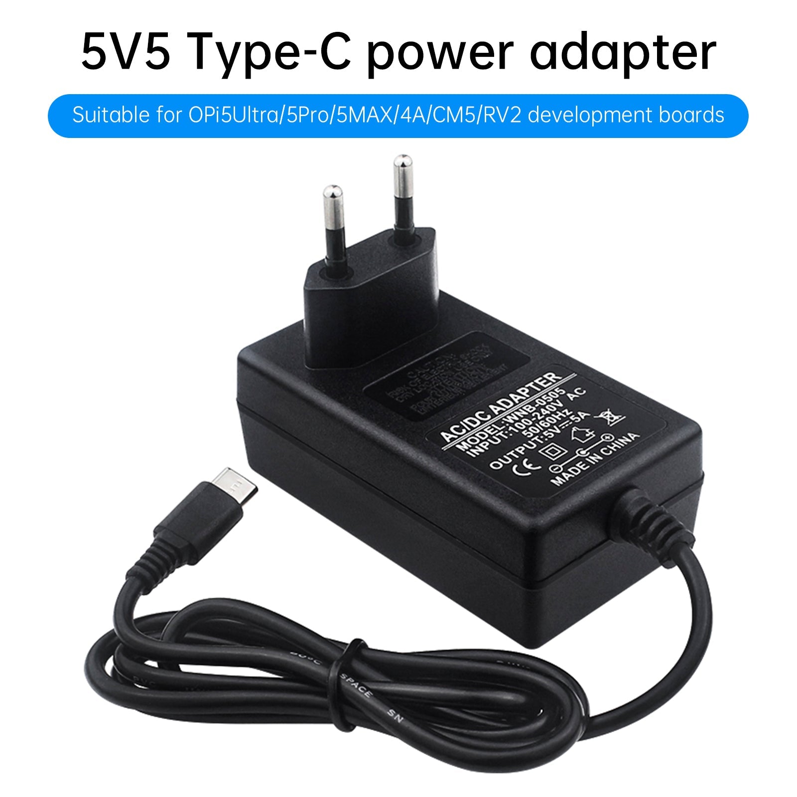 Orange Pi 5Pro Power Adapter Type-C 5V5A Power Supply Suitable For OrangePi 5MAX/CM5 EU Plug