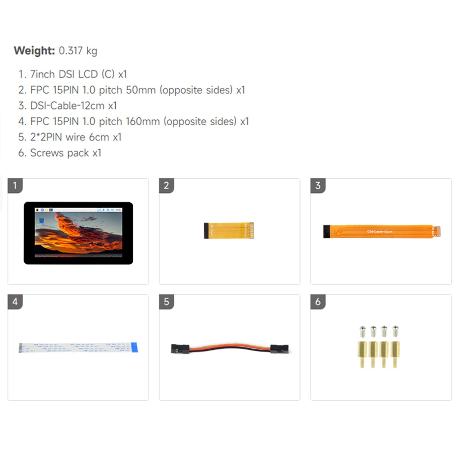 Raspberry Pi 7-inch IPS Capacitive Touch Screen Pi5/4B DSI 5-Point Touch Screen
