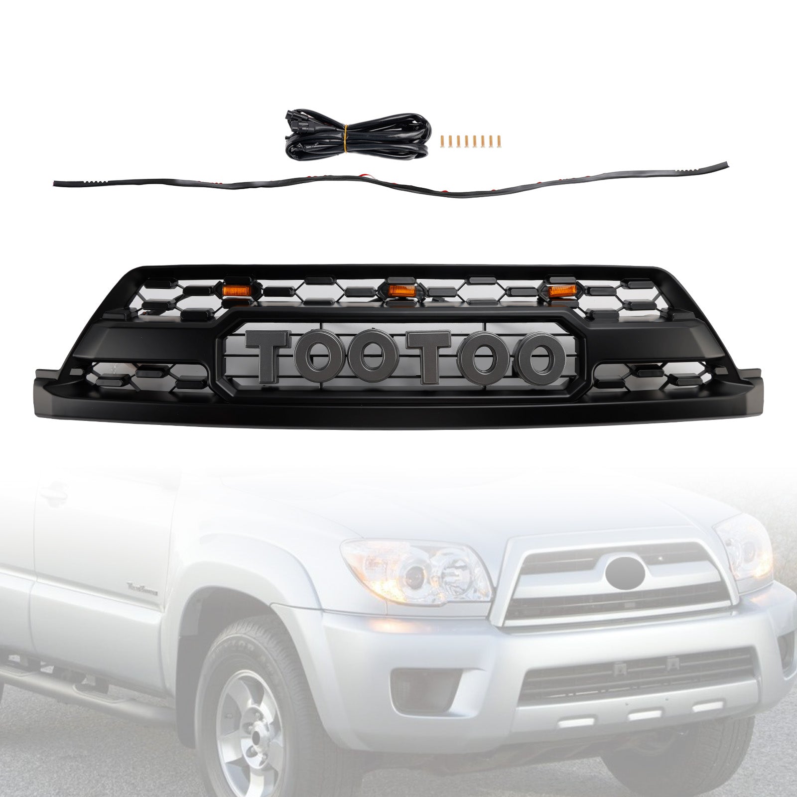 2002-2005 Toyota 4Runner TRD PRO Style W/ LED Front Bumper Grill Grille