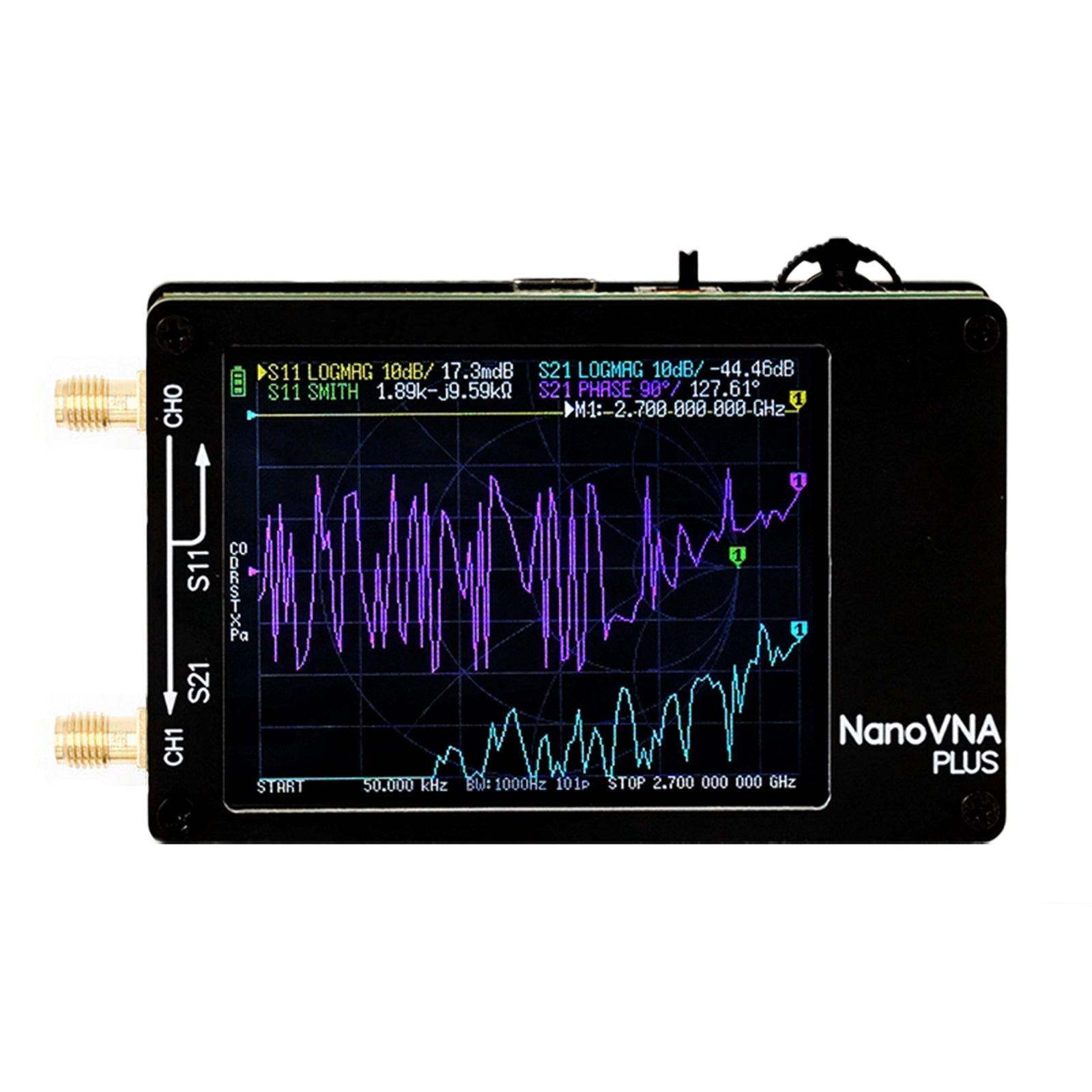 2.8Inch Upgraded NanoVNA Plus 50kHz-2.7GHz Handheld Vector Network Analyzer