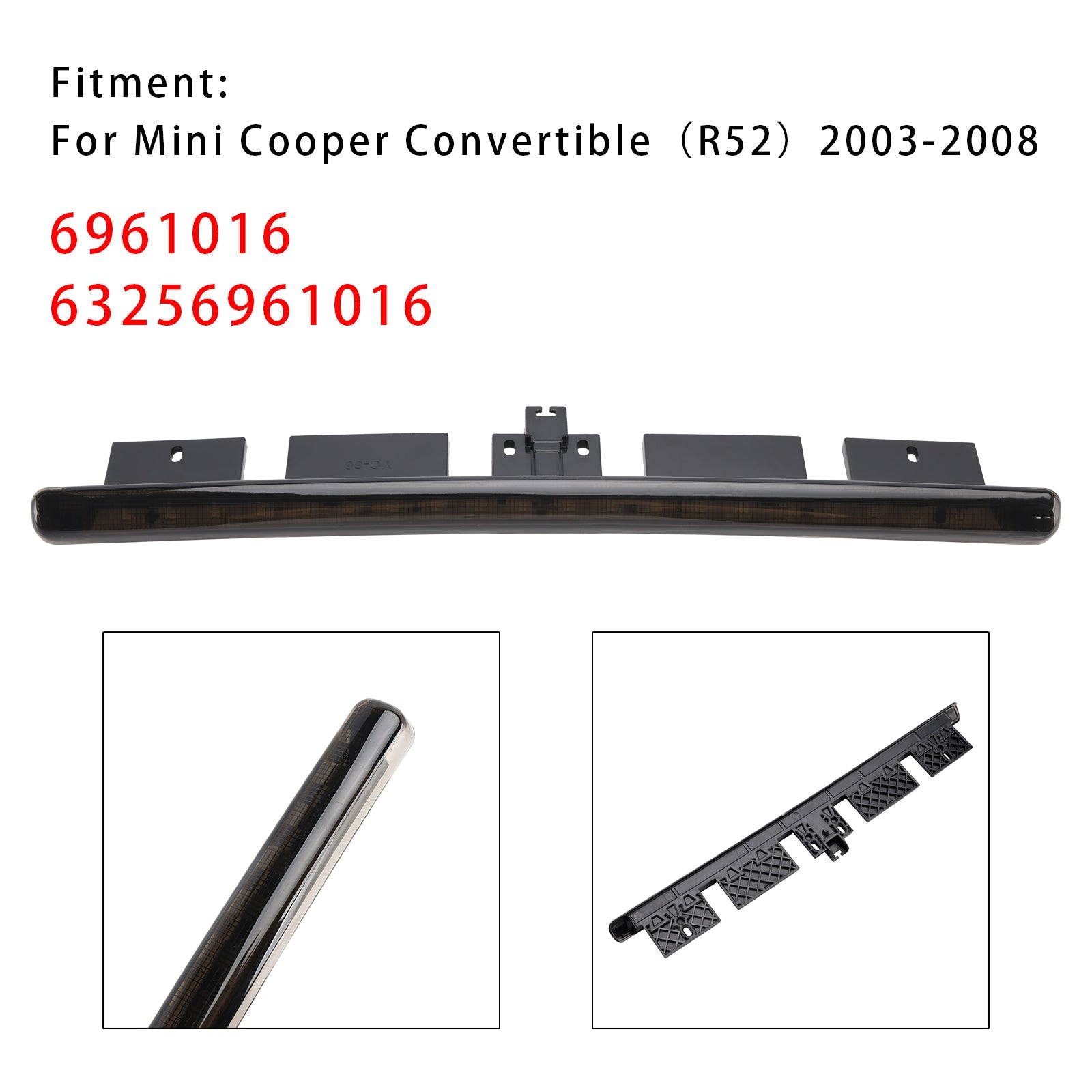 2003-2008 Rear Brake Light 63256961016 For Mini Cooper Convertible R52 Smoked