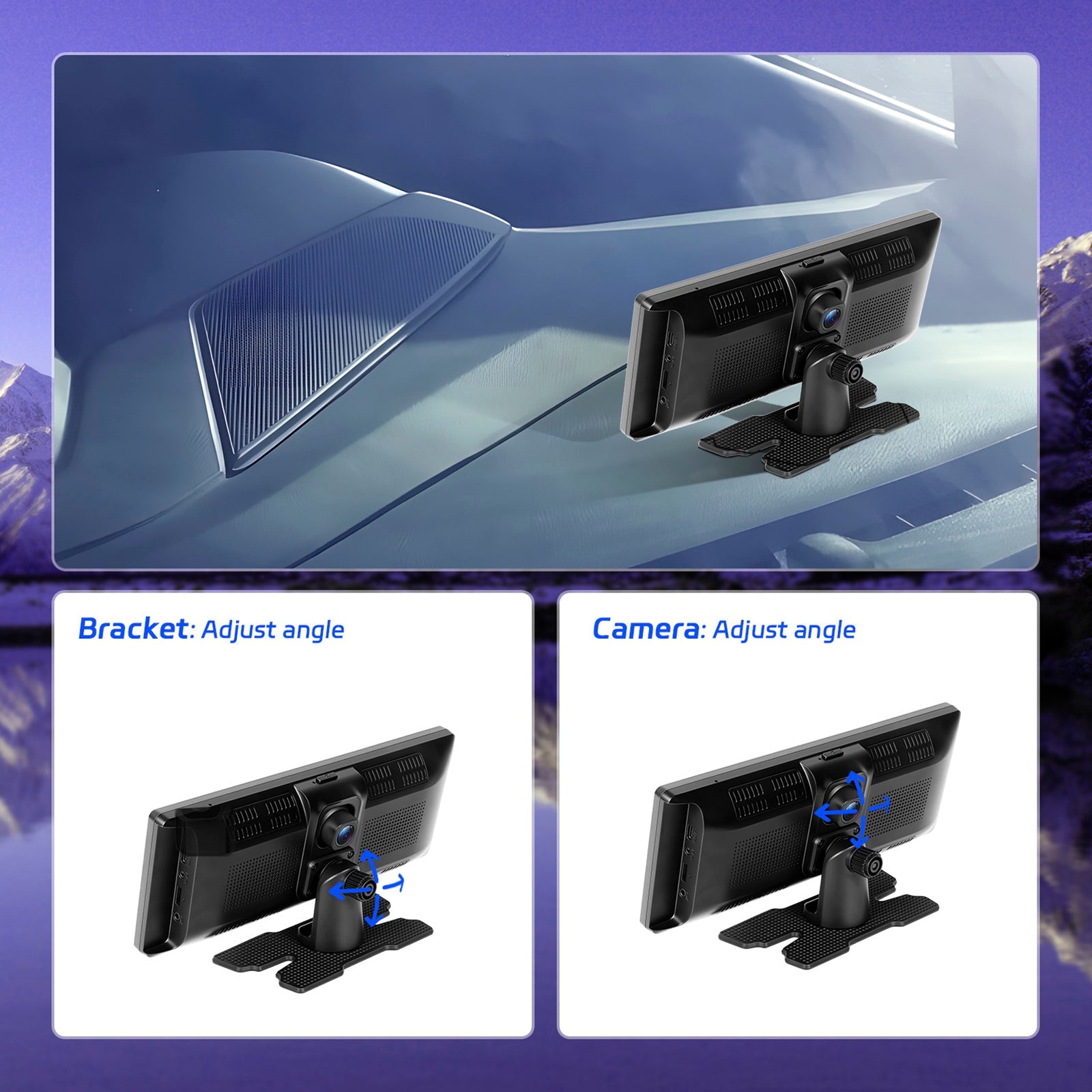10.26" Portable Bluetooth Car Navigation Wireless Carplay Car Radio AHD Camera