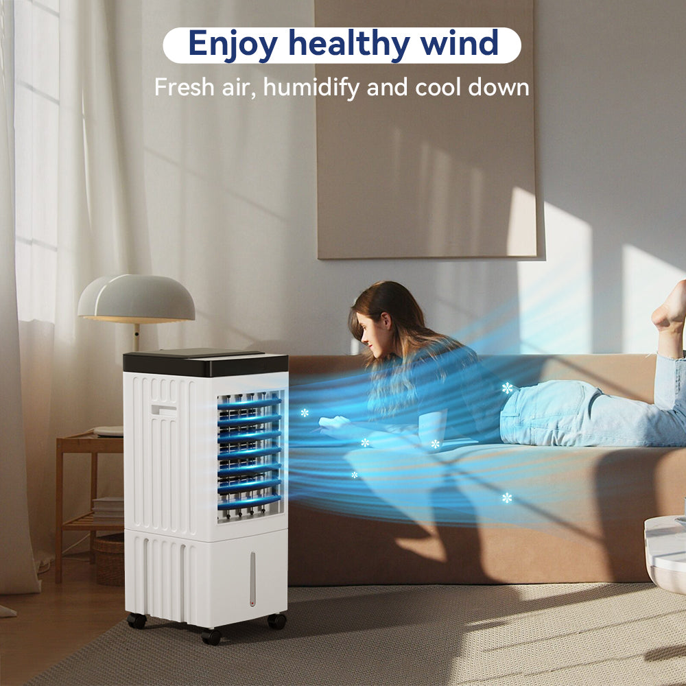 Portable 10L Evaporative Air Conditioner 3-IN-1 Evaporative Cooler w/ Remote Control Fan & Humidifier