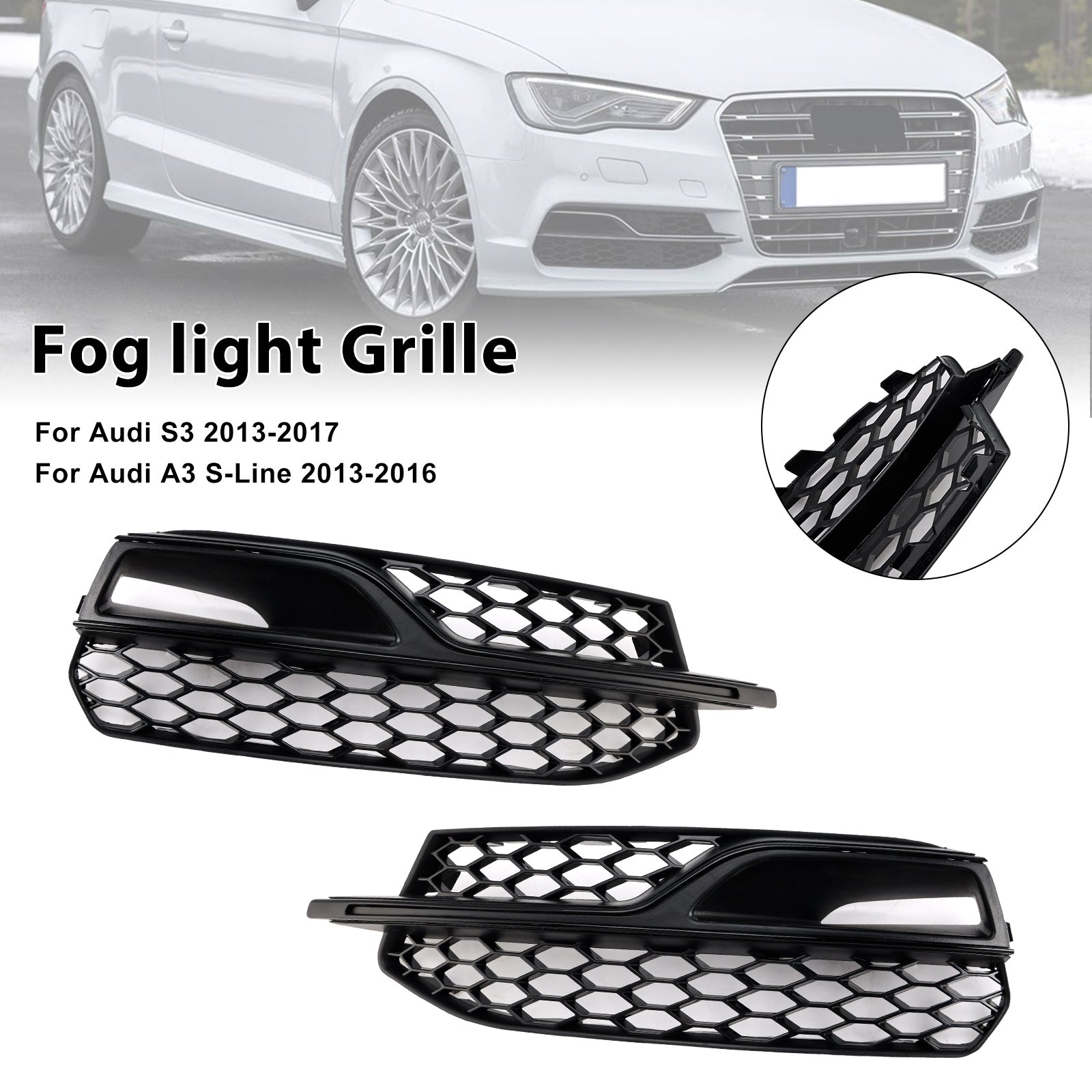 2013-2016 AUDI A3 S3 S-Line Front Lower Fog Light Cover Grille Grill
