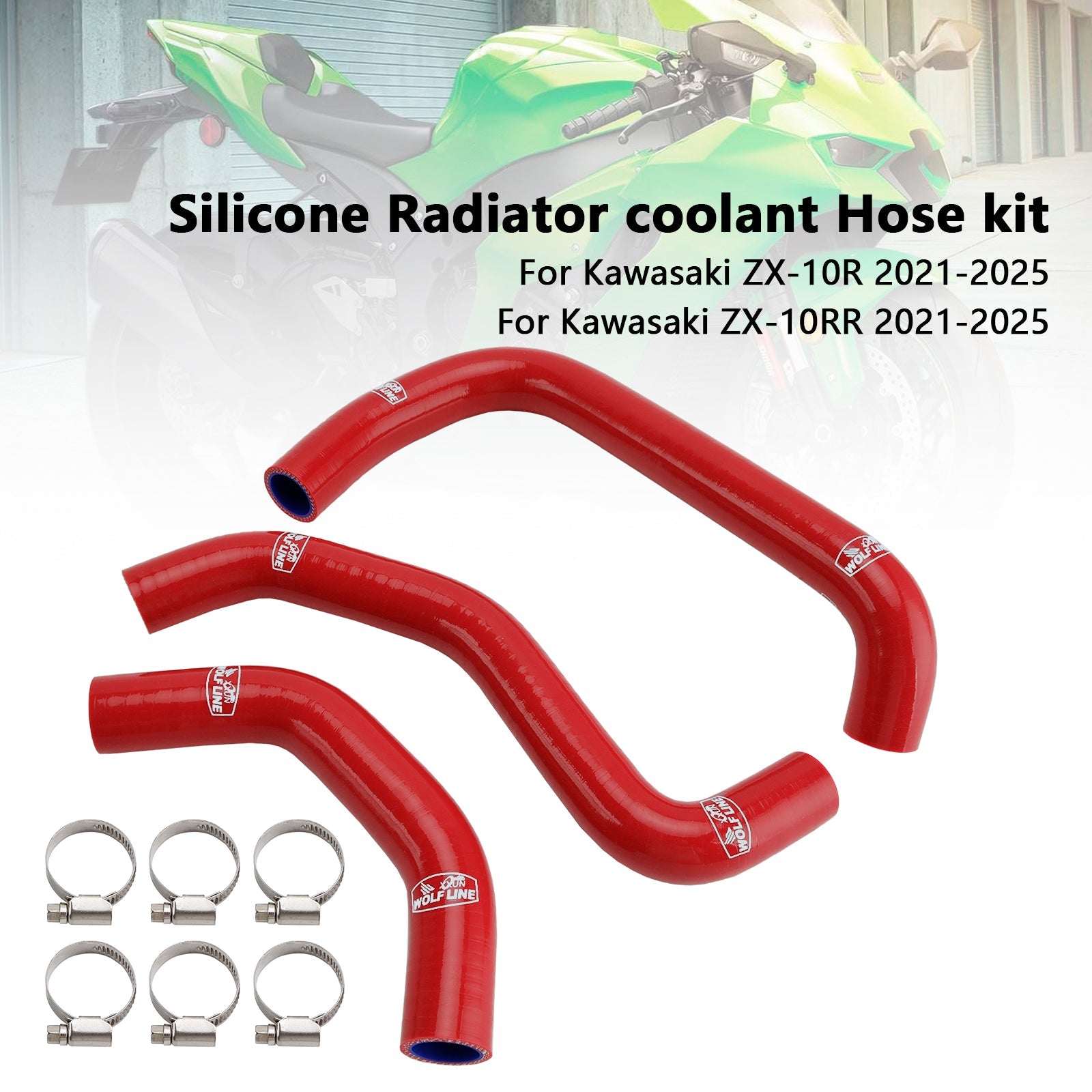2021-2025 Kawasaki ZX10R ZX-10RR Silicone Radiator coolant Hose