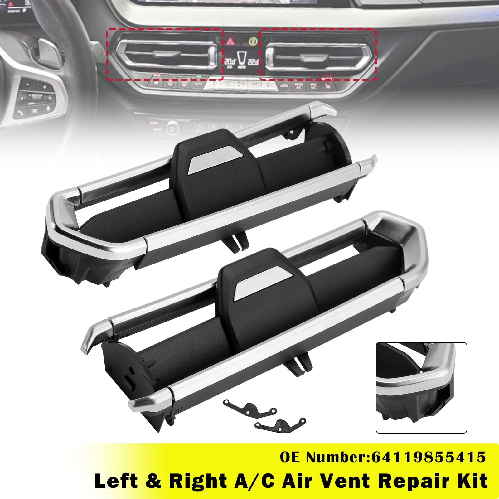 Left & Right A/C Air Vent Repair Kit 64119855415 for BMW F40 F44 G20 G26 G01 G29