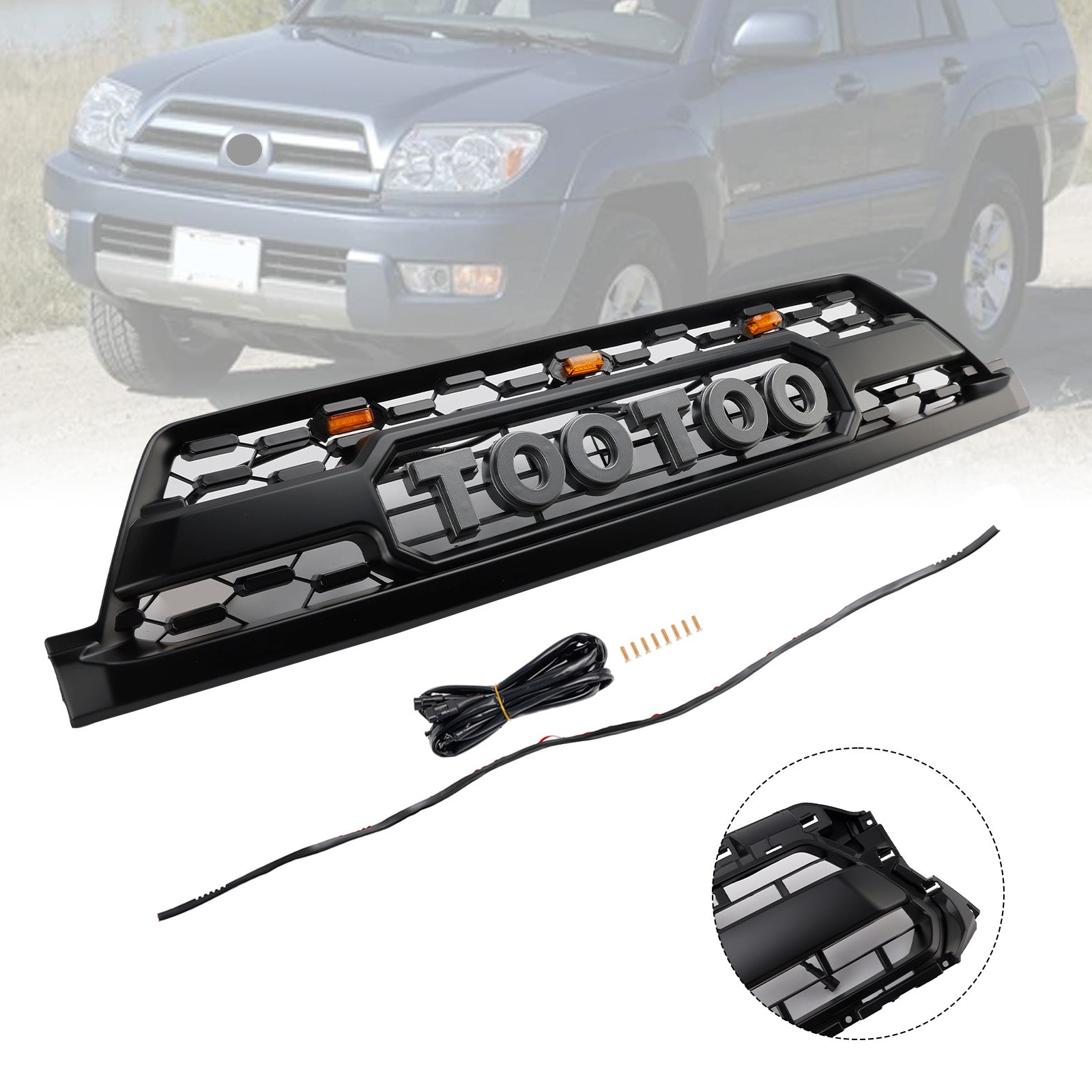 2002-2005 Toyota 4Runner TRD PRO Style W/ LED Front Bumper Grill Grille