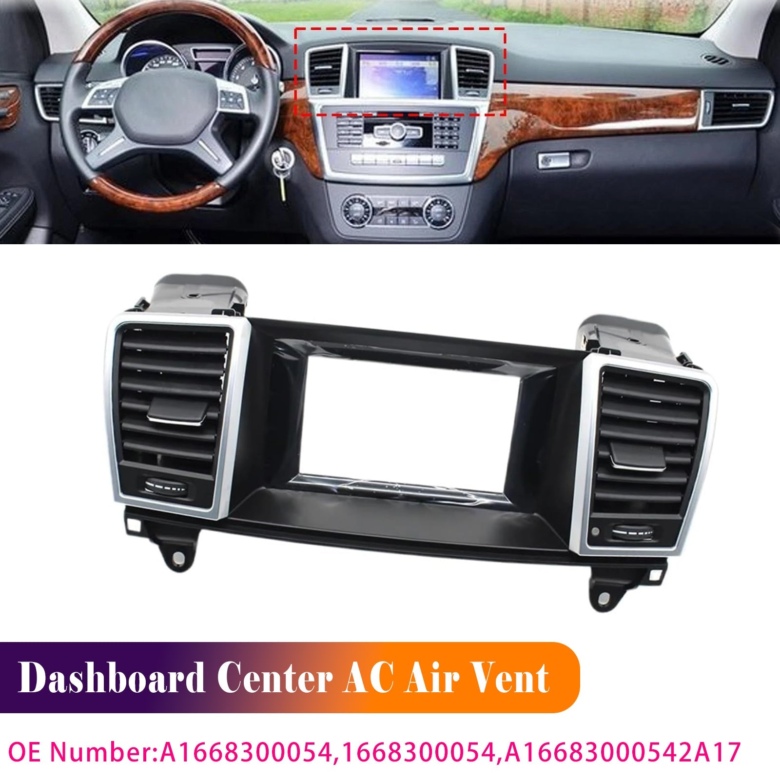 A1668300054 For Mercedes Benz GL Class (X166) 2012-2015 Dashboard Center Air Vent Small Screen