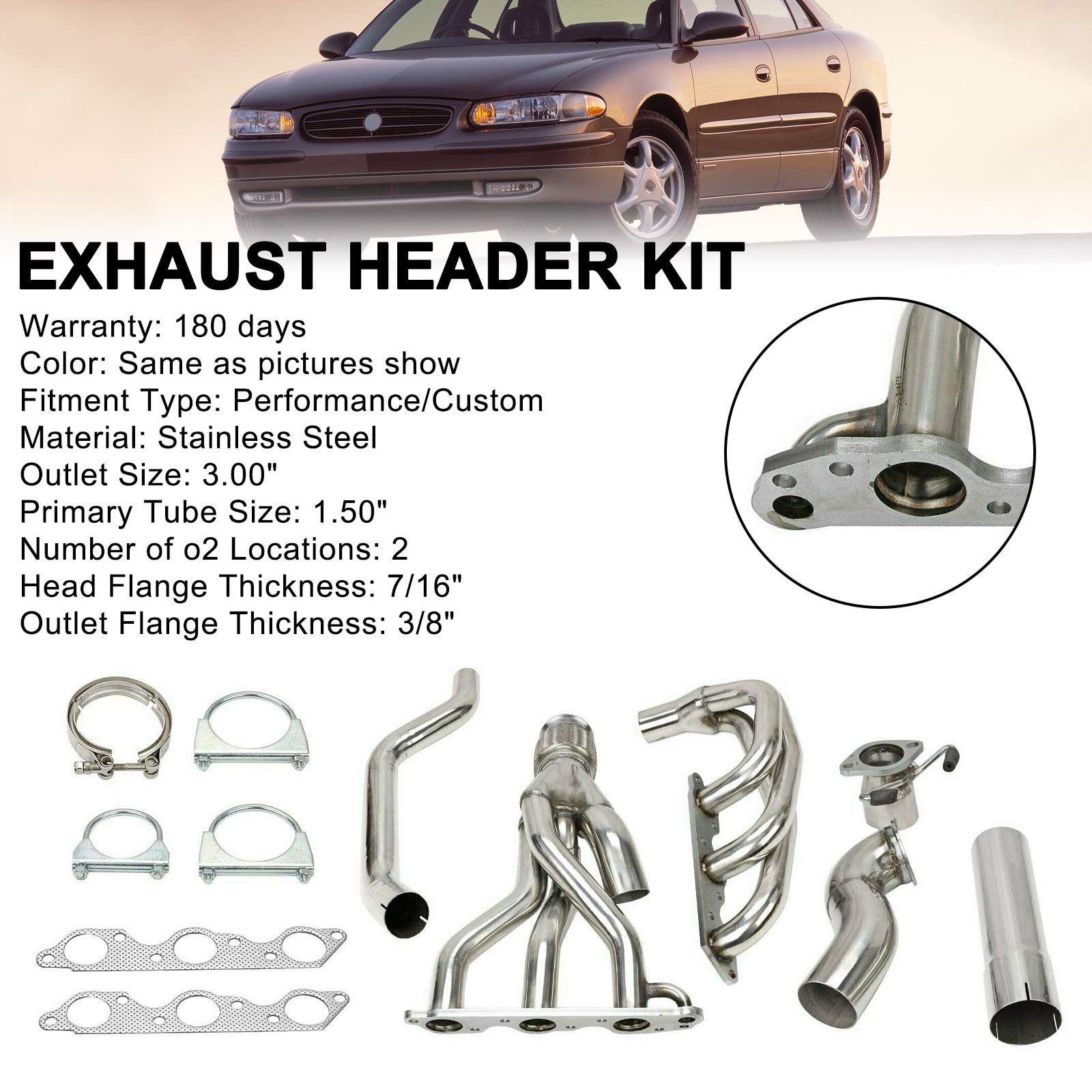 Exhaust Header Manifold Fit Pontiac Grand Prix GTP Regal Impala 3.8L 1997-2005