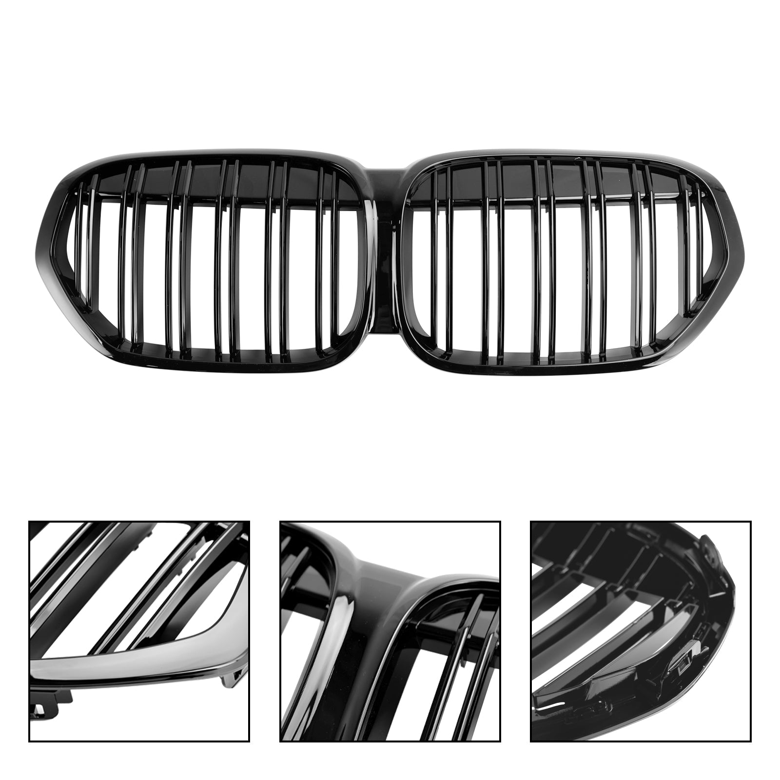 BMW X1 F48 F49 2019-2021 Dual Slat Gloss Black Front Kidney Grille Grill
