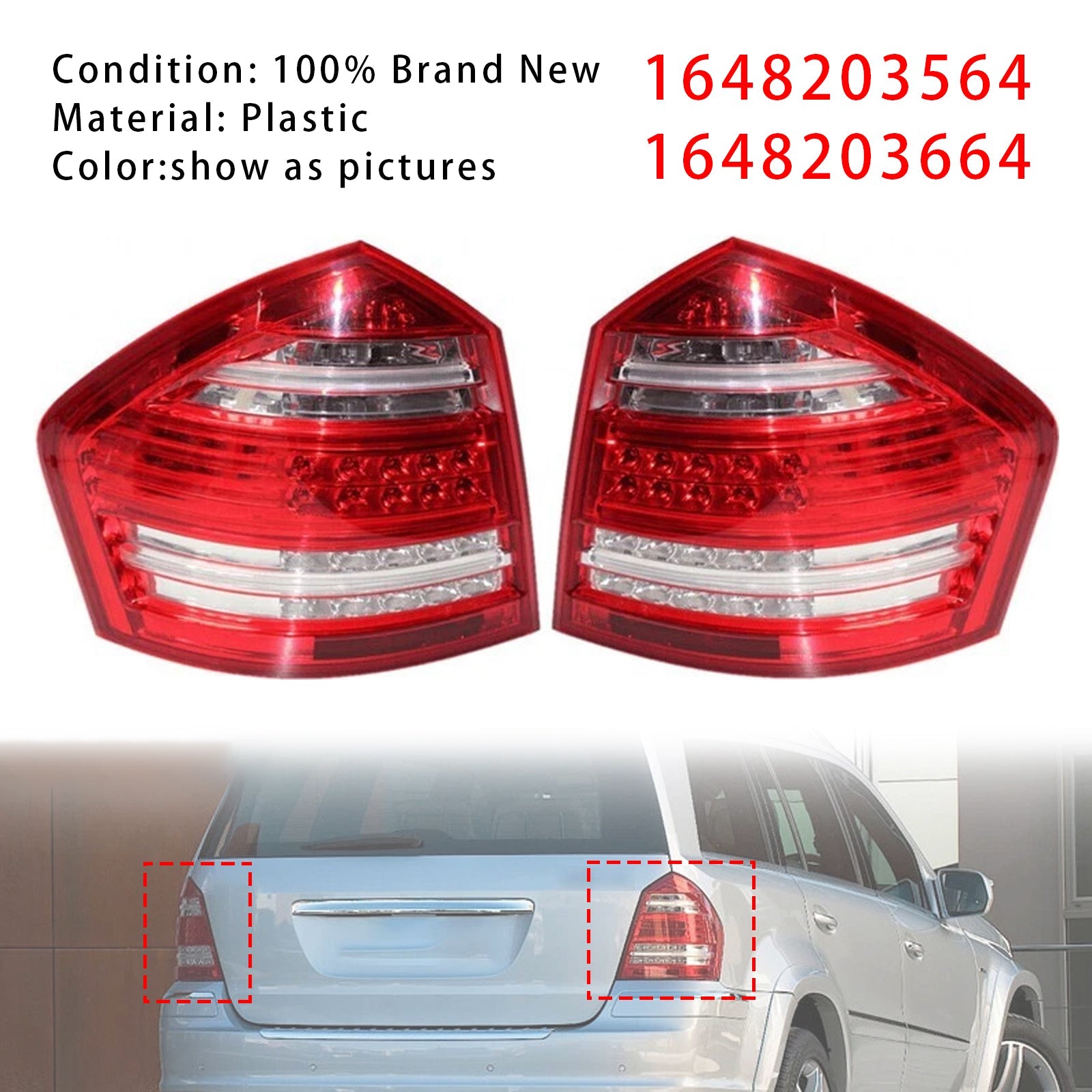 2006-2011 Mercedes Benz X164 GLC300 GL350 GL450 GL550 Left+Right Rear Tail Light Assembly 1648203564 1648203664