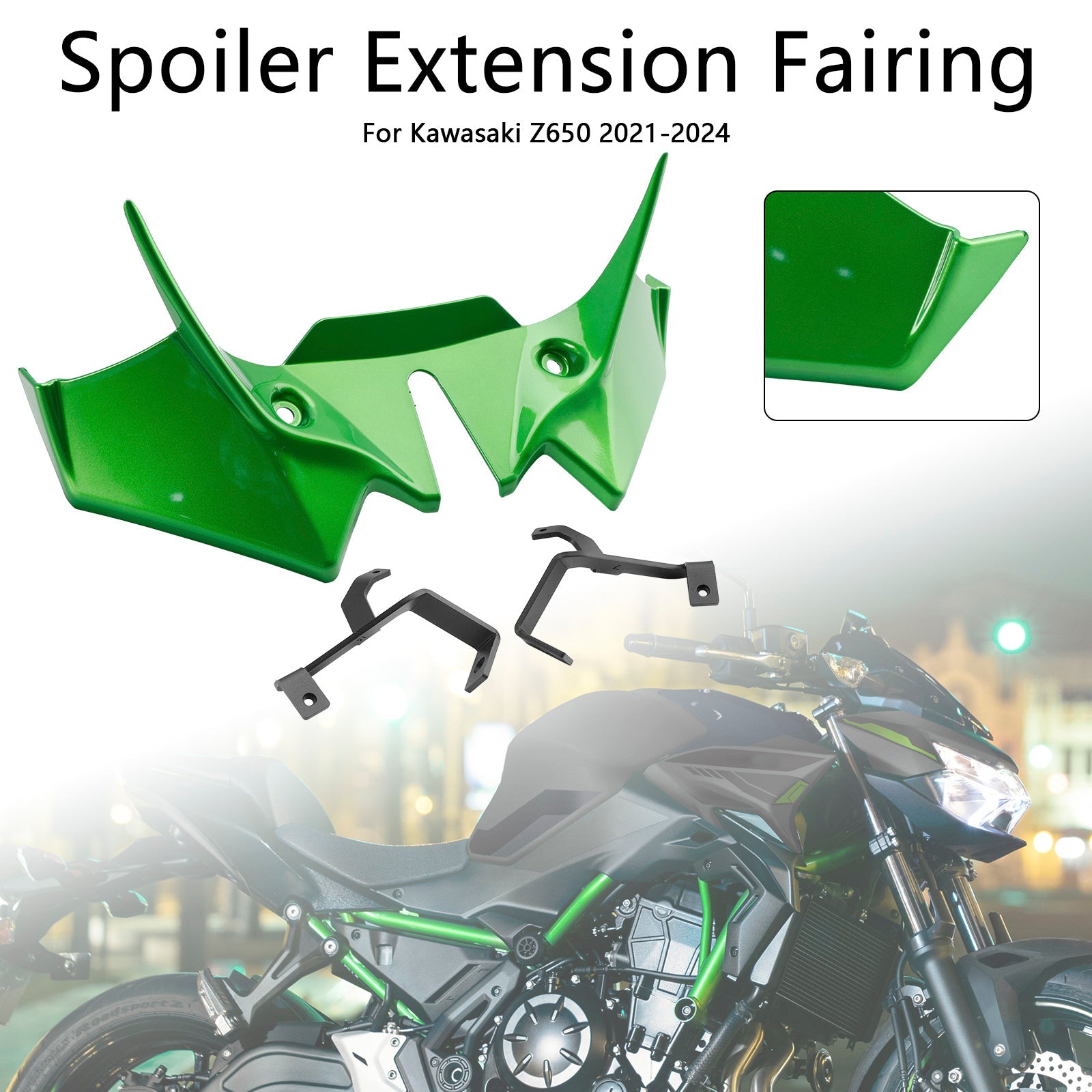 2021-2024 Kawasaki Z650 Front Downforce Spoiler Extension Fairing Dark green