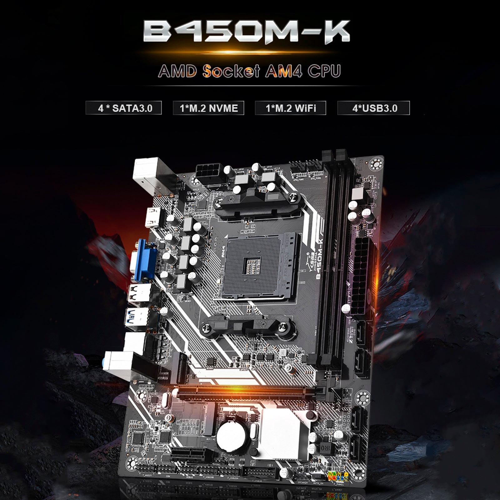 B450M-K Computer Motherboard Desktop DDR4 AM4 CPU WIFI NVME Gigabit Network Card