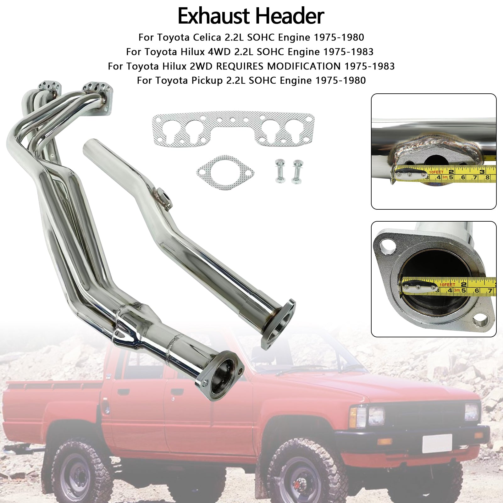 Exhaust Manifold Header fit Toyota Celica Pickup 2.2L 1975-1980 fit Hilux 75-83