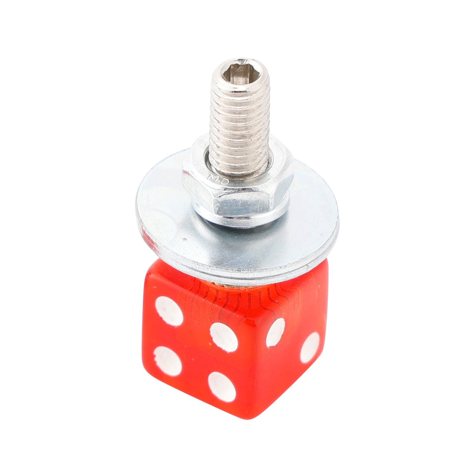 4x Motorcycle Bike Plastic Red Dice License Plate Bolt On Screw On Frame Nut