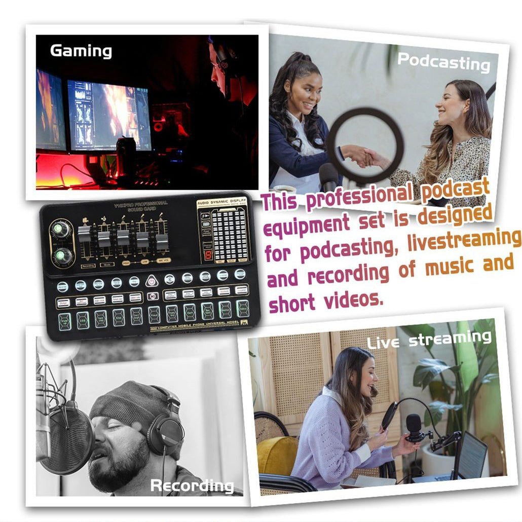 V10 Live Sound Card Set Condenser M800 Microphone Mobile Karaoke Computer Live Tik Tok Equipment Set