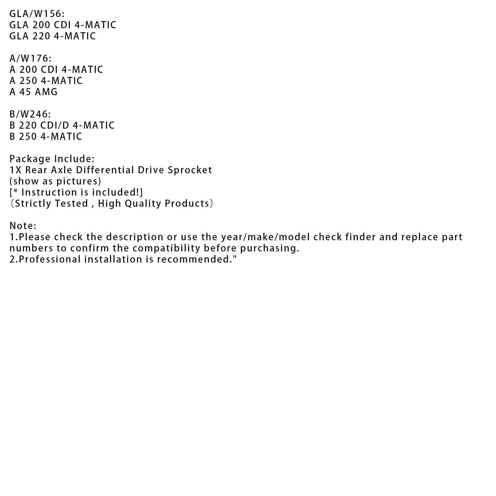 Rear Differential Drive Sprocket A2463506900 For Mercedes W246 CLA250 B25 A45