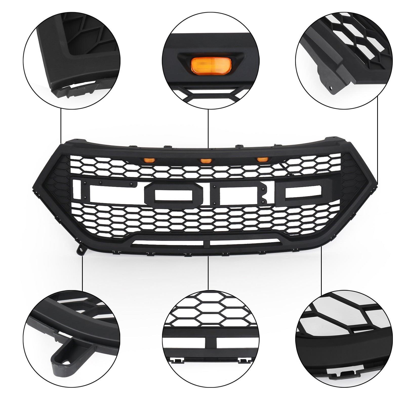 Raptor Style Front Bumper Grill Upper Grille Fit Ford Edge 2015-2018 Black