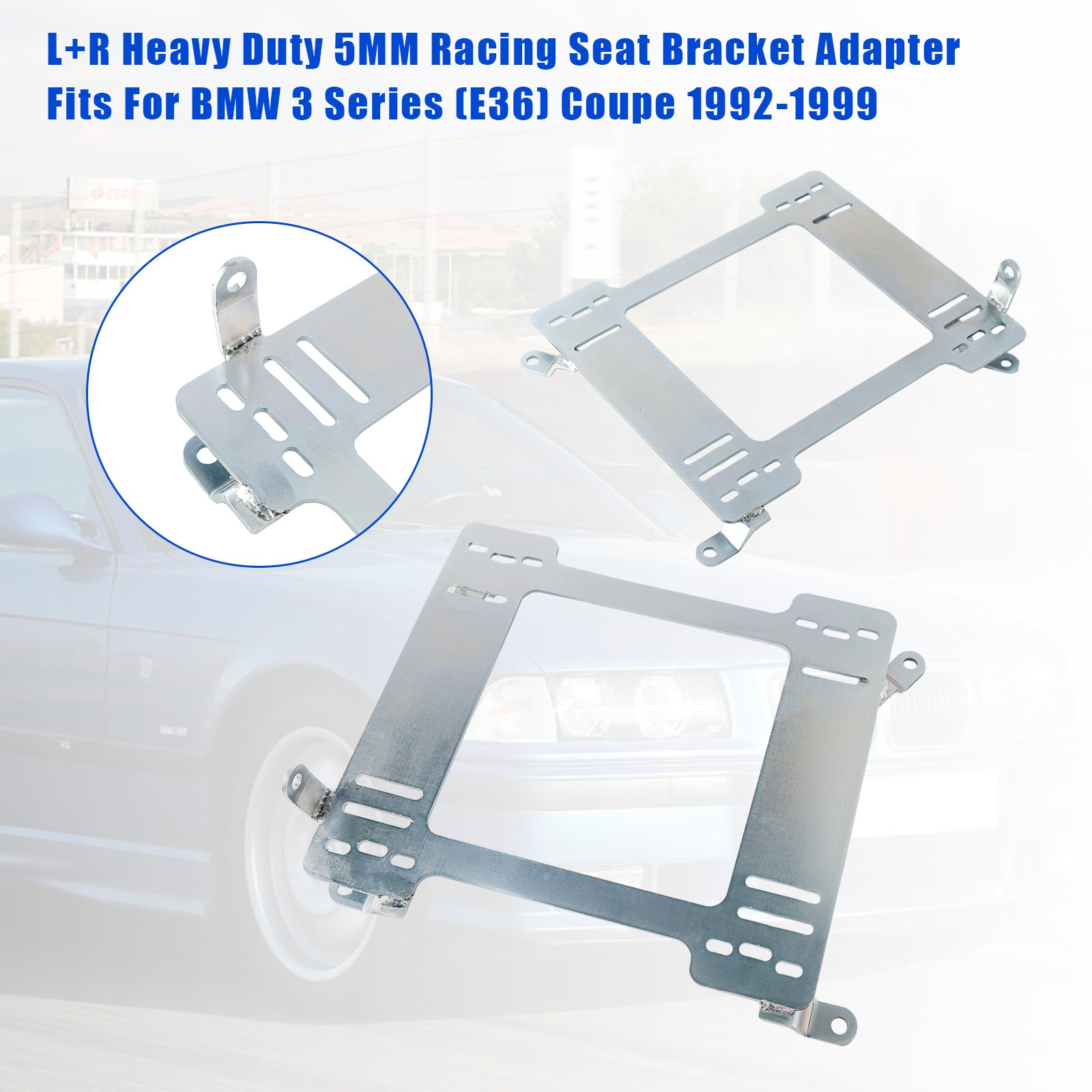 L+R Heavy Duty 5MM Racing Seat Bracket Adapter Fits For BMW 3 Series (E36) Coupe 1992-1999